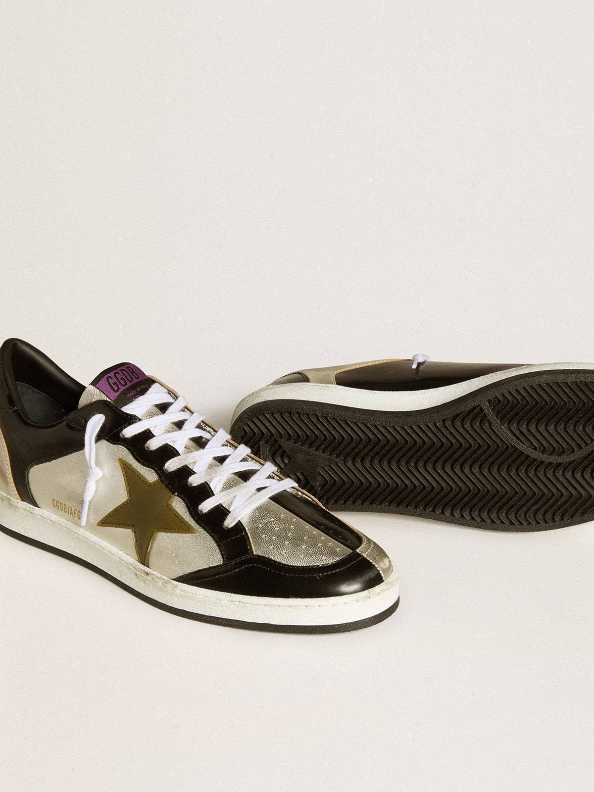 Golden Goose GGDB Men's Ball Star LAB in silver leather with brown leather star and black heel tab