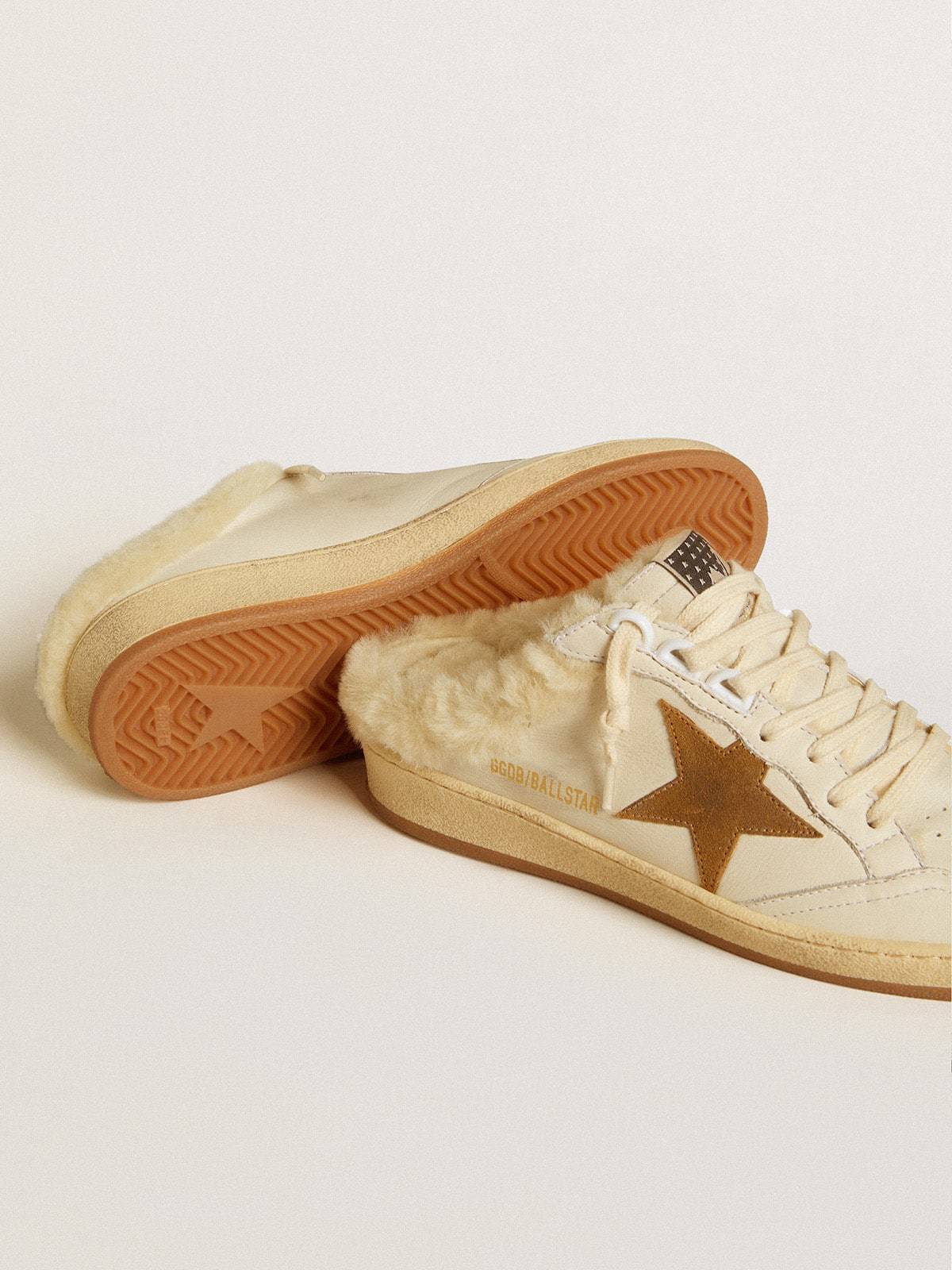 Golden Goose GGDB Ball Star Sabots in leather with suede star and beige shearling lining
