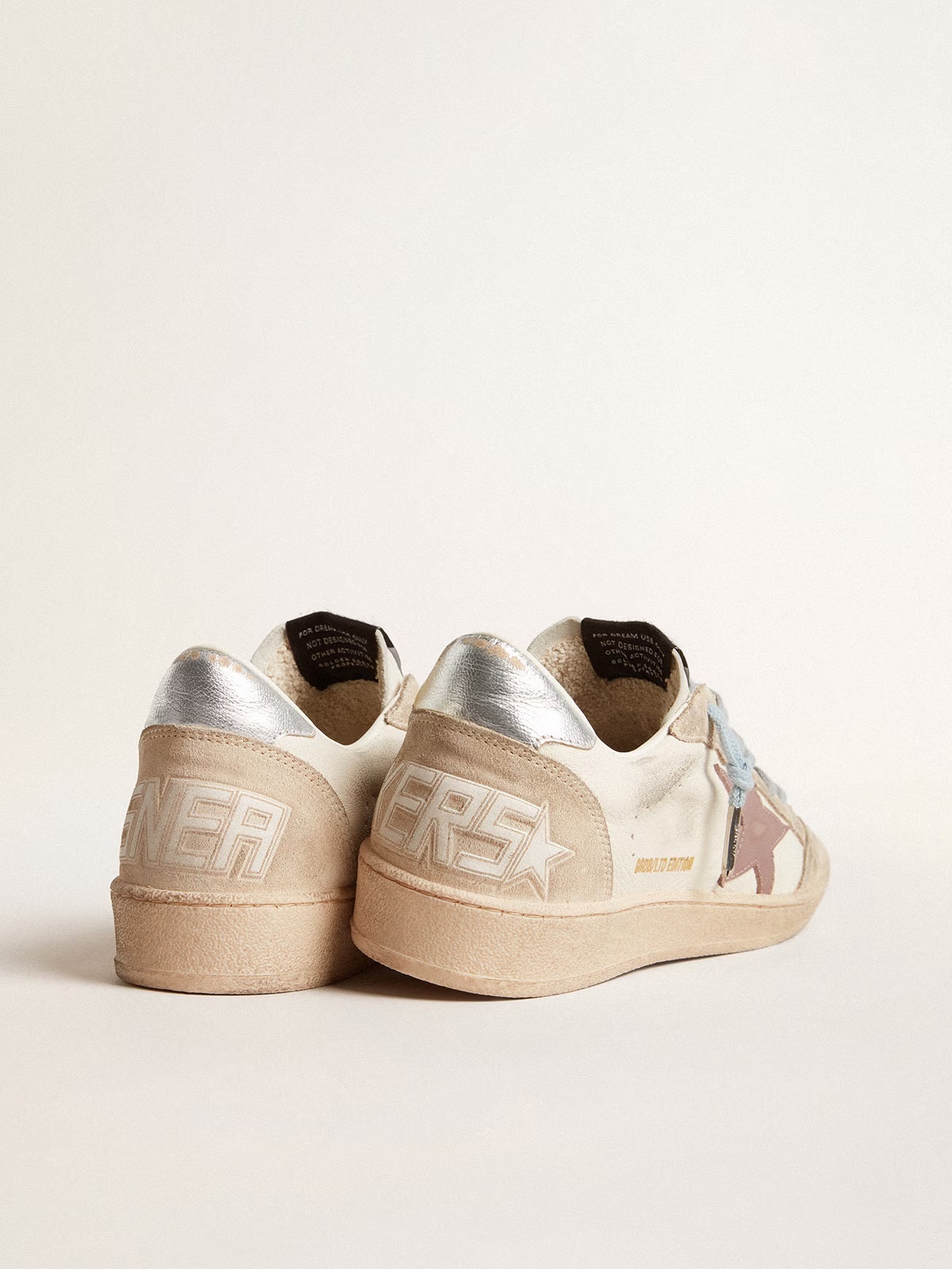 Golden Goose GGDB Ball Star LTD in white nappa and pearl suede with mauve leather star