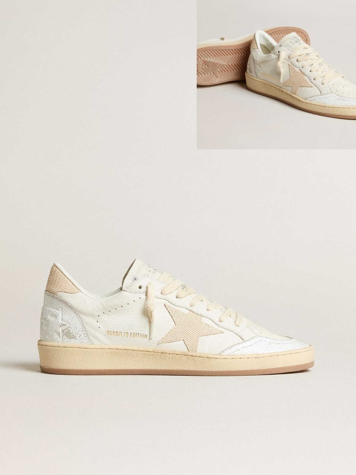 Golden Goose GGDB Men's Ball Star LTD CNY in white leather with ivory star