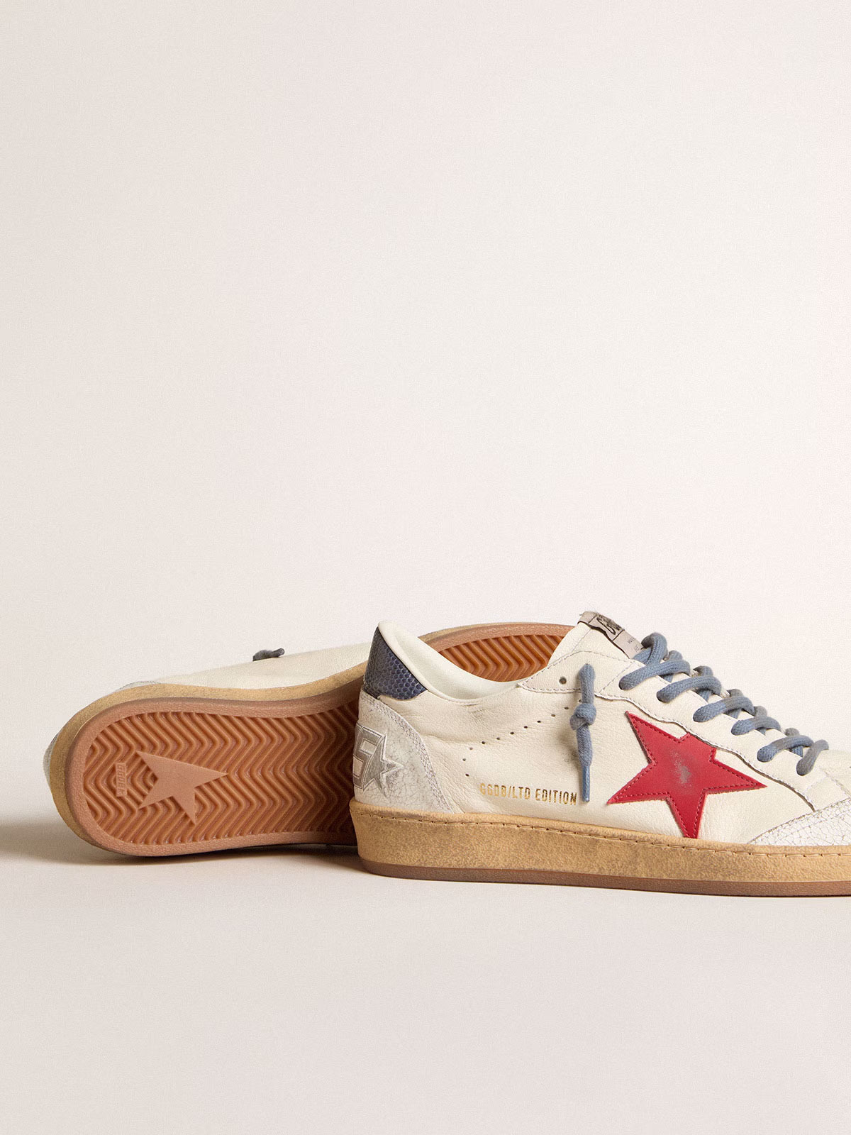 Golden Goose GGDB Ball Star LTD with red star and lizard-print leather heel tab