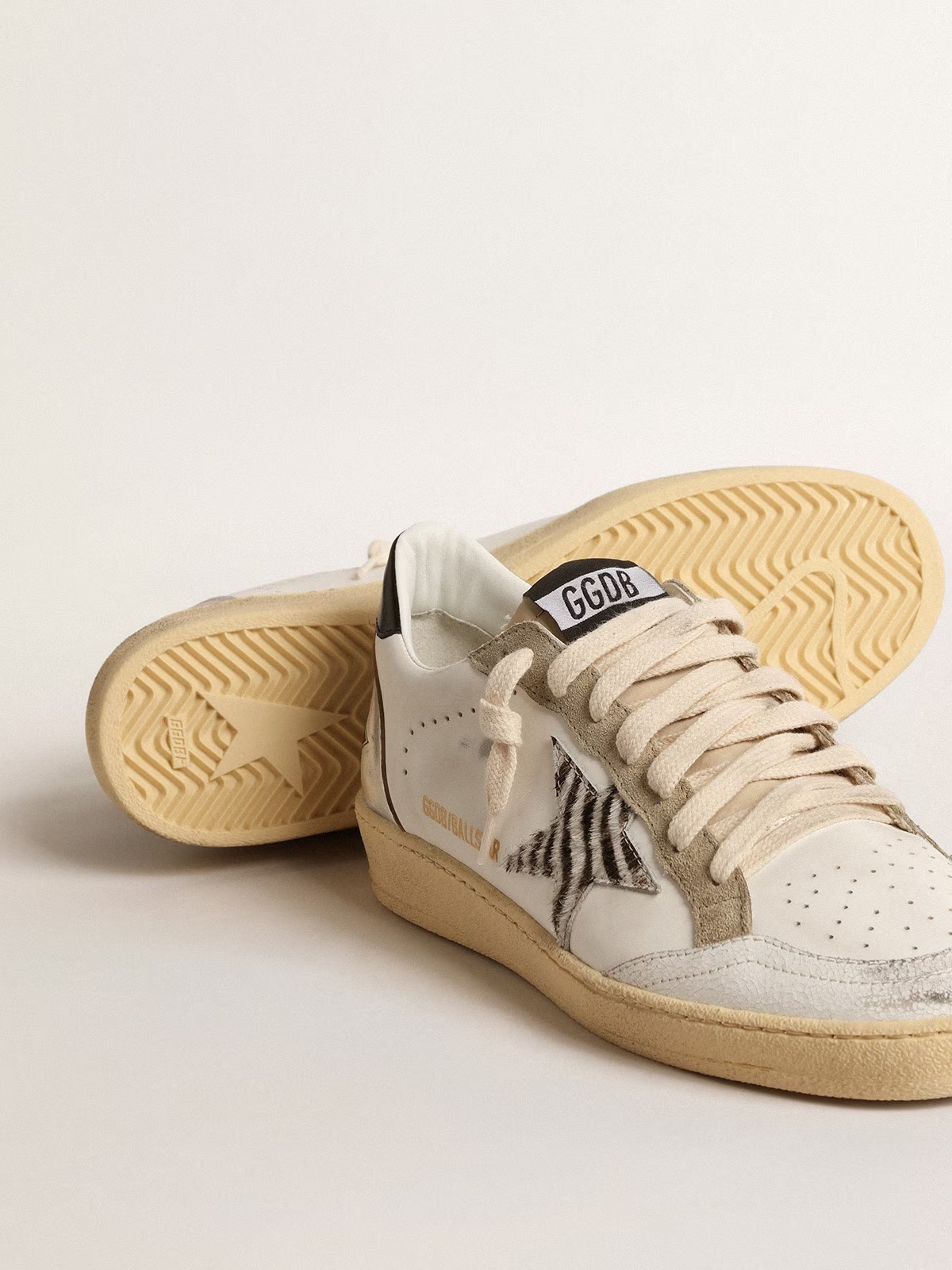 Golden Goose GGDB Ball Star LTD with zebra-print star and metallic leather insert