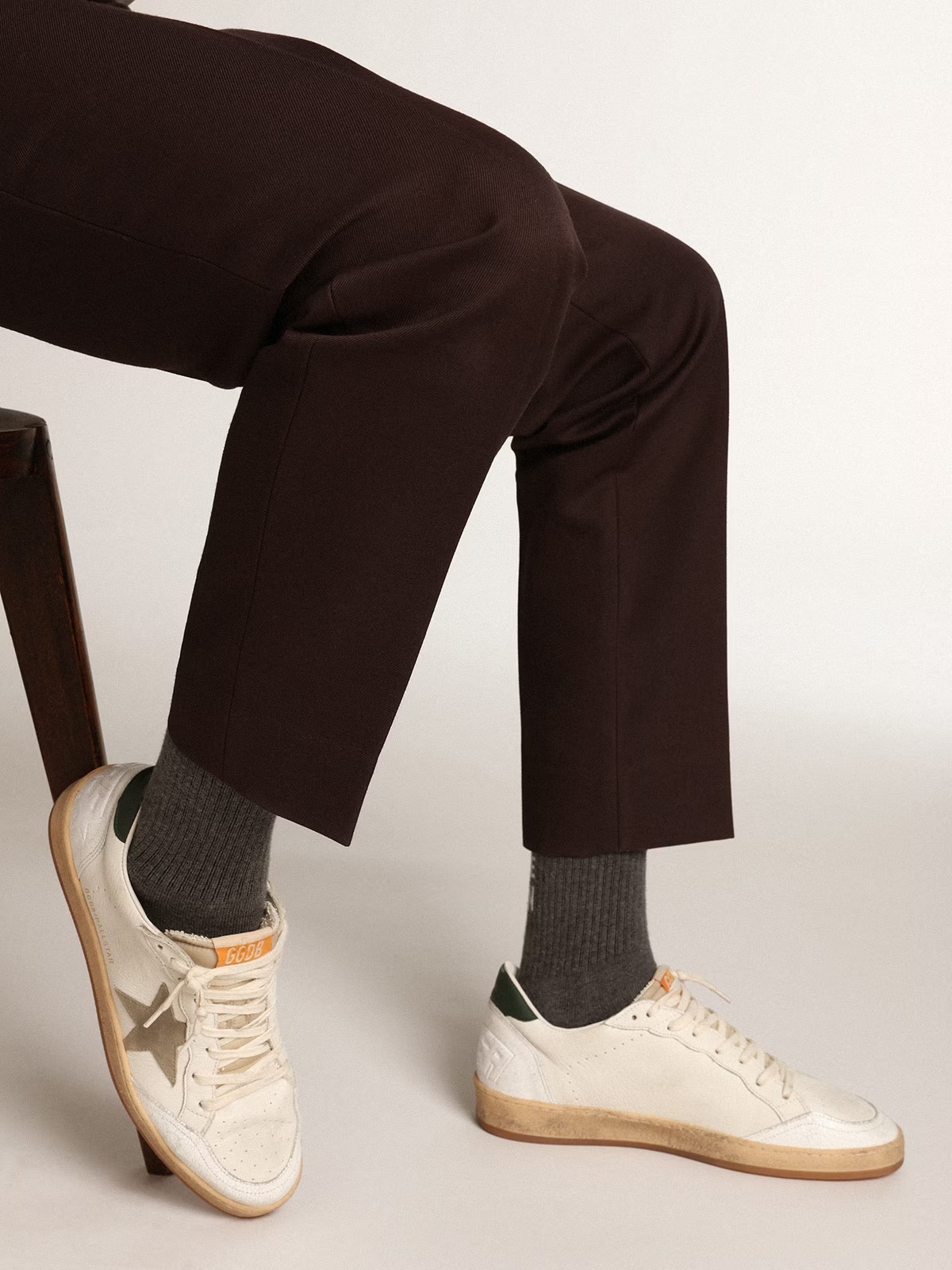 Golden Goose GGDB Men's Ball Star in white nappa with dove gray suede star