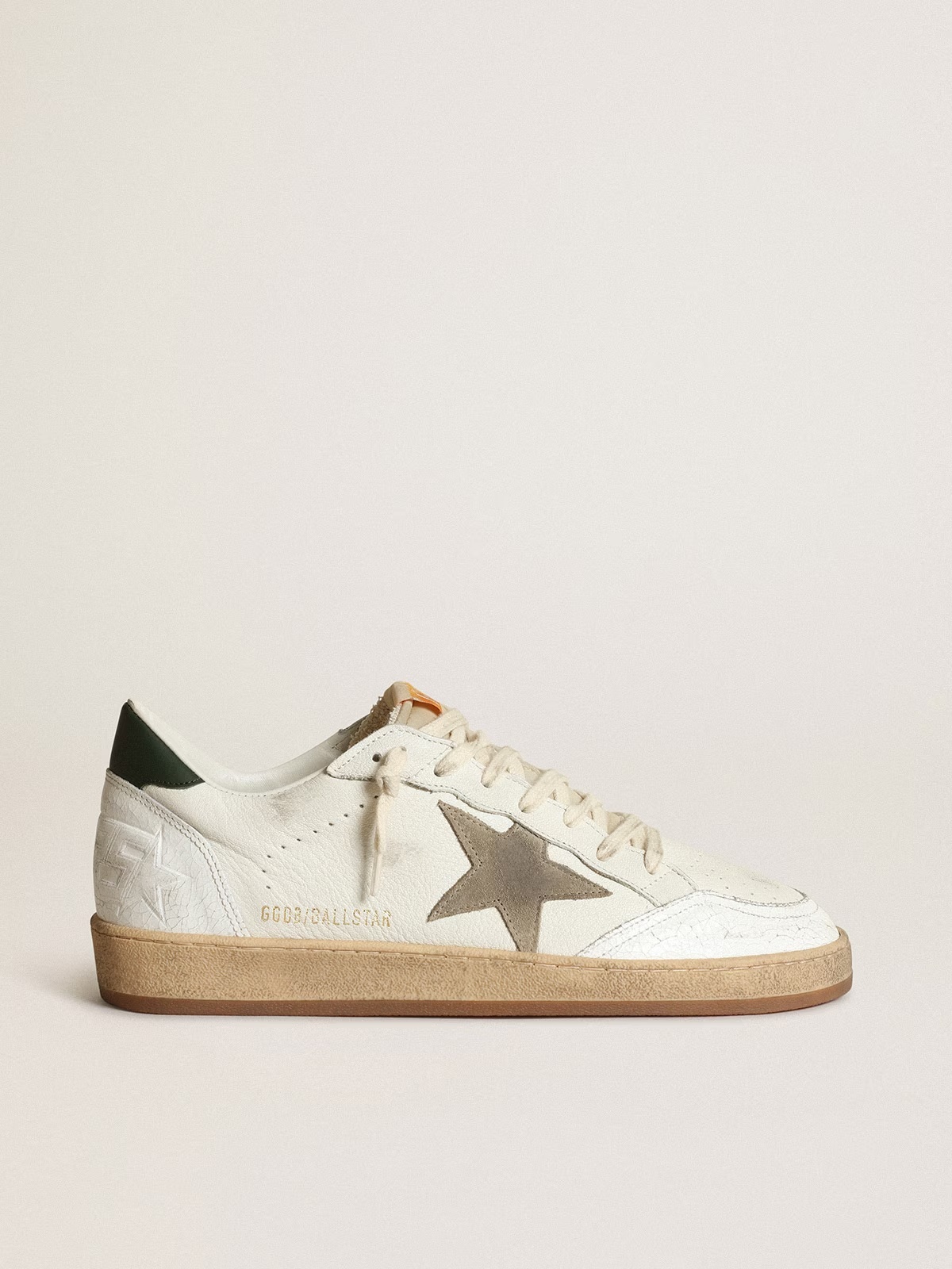 Golden Goose GGDB Men's Ball Star in white nappa with dove gray suede star