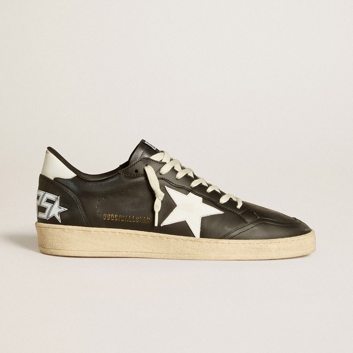 Golden Goose GGDB Ball Star in black nappa with white leather star andheel tab