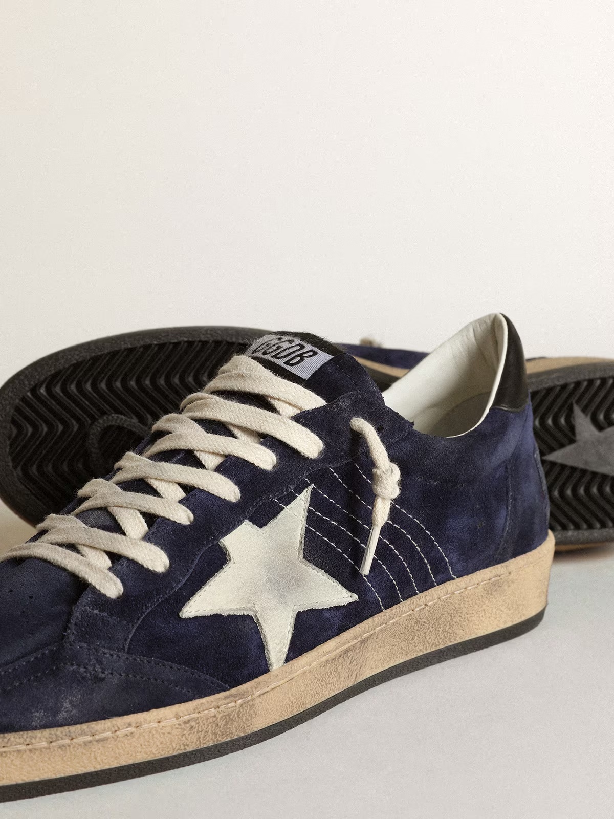 Golden Goose GGDB Men's Ball Star in dark blue suede with white nubuck star