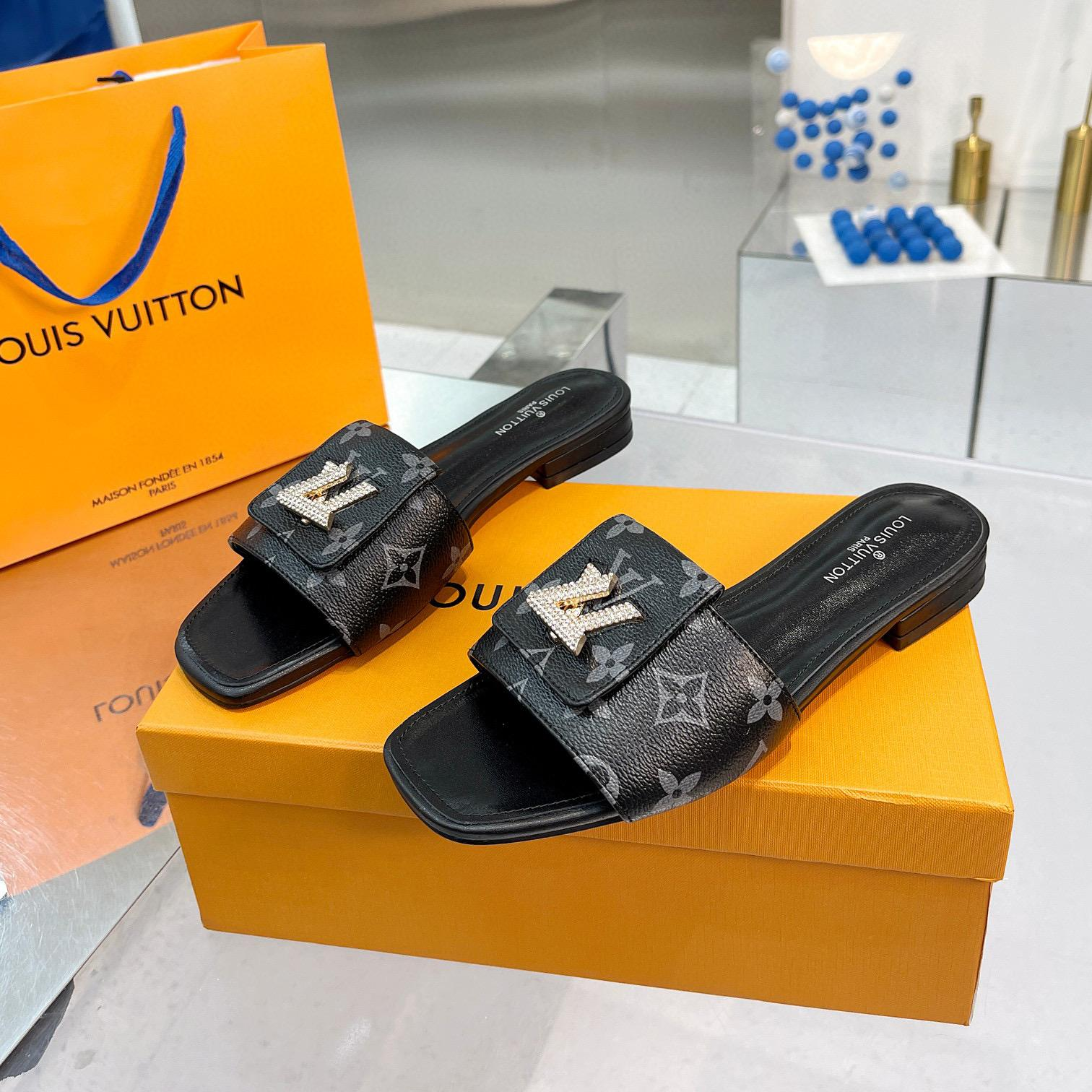 Louis Vuitton LV Comfortable Leather Flip-fFops  Slide Sandal (Replica)