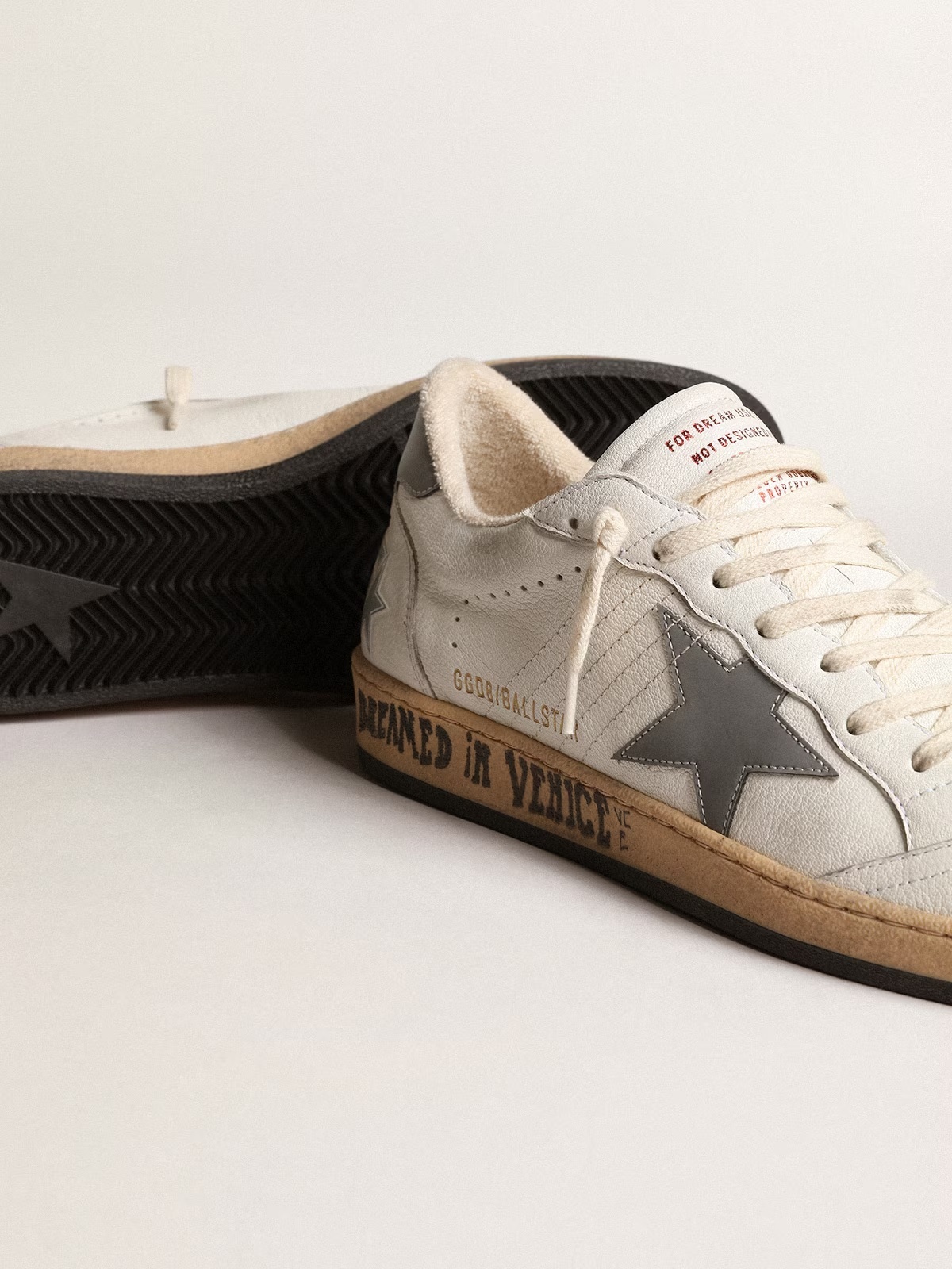 Golden Goose GGDB Ball Star in nappa with gray reflective nylon star and heel tab