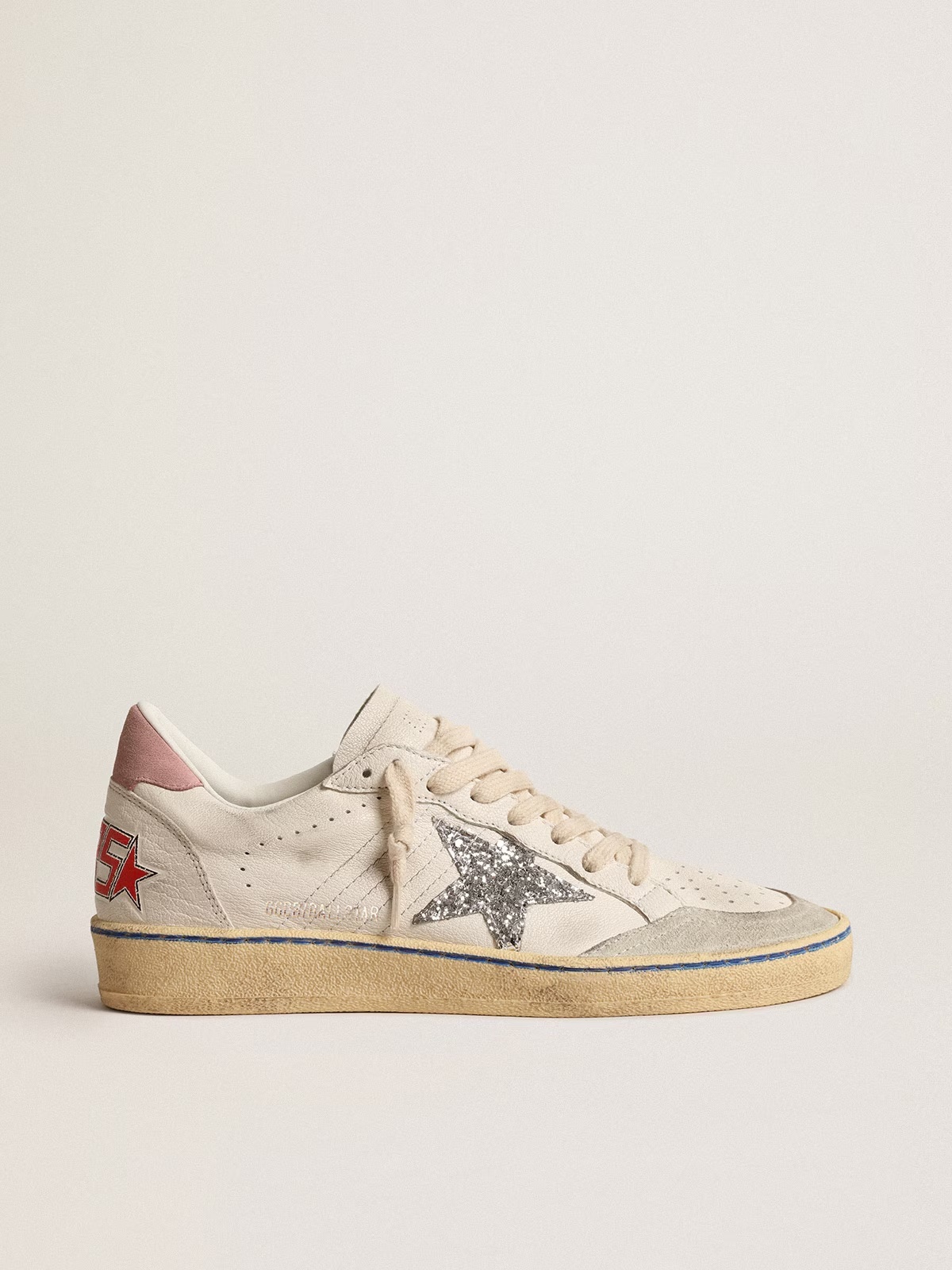 Golden Goose GGDB Ball Star LTD with glitter star and pink suede heel tab