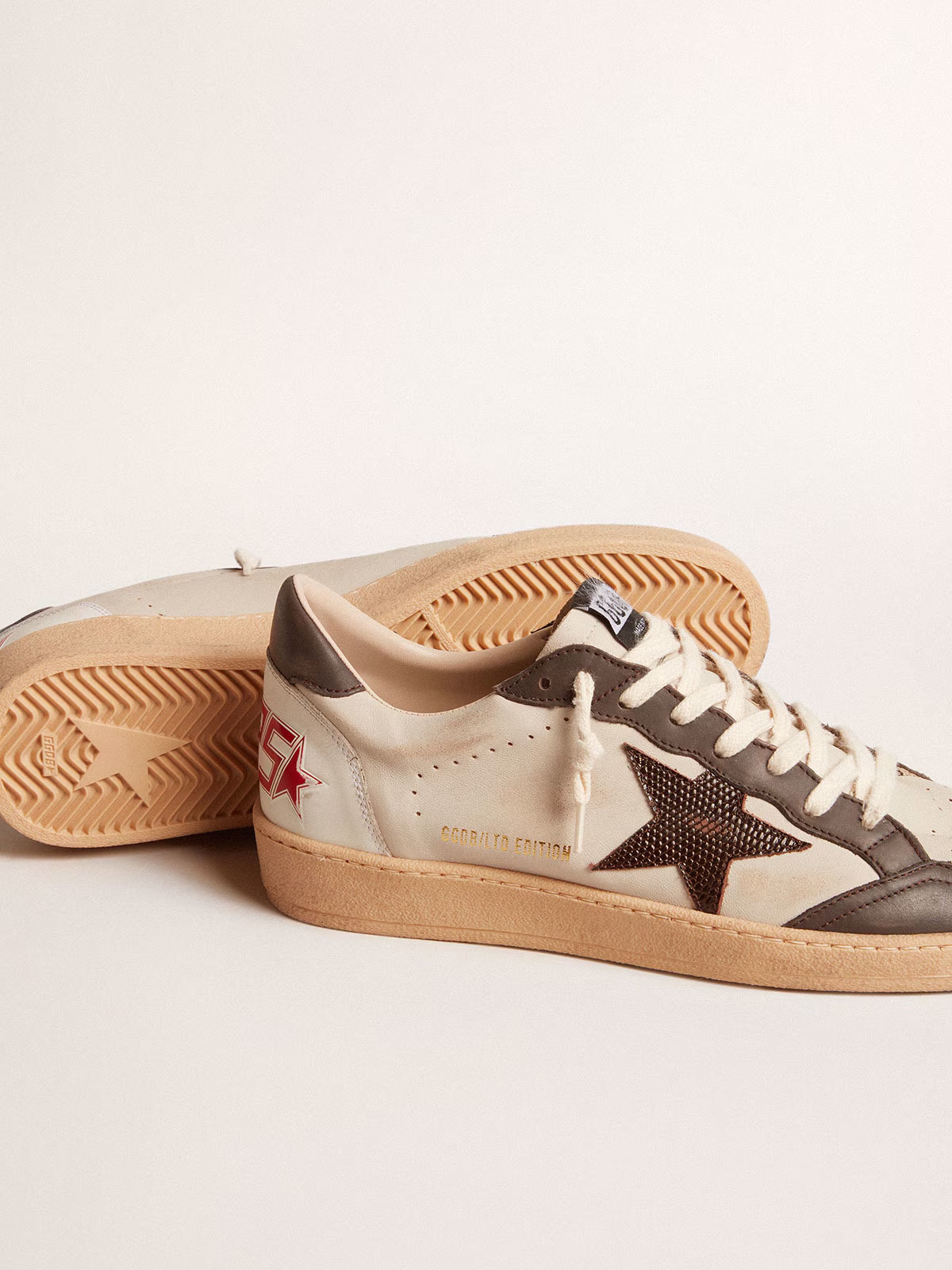 Golden Goose GGDB Ball Star LTD in nappa with brown star and gray leather heel tab