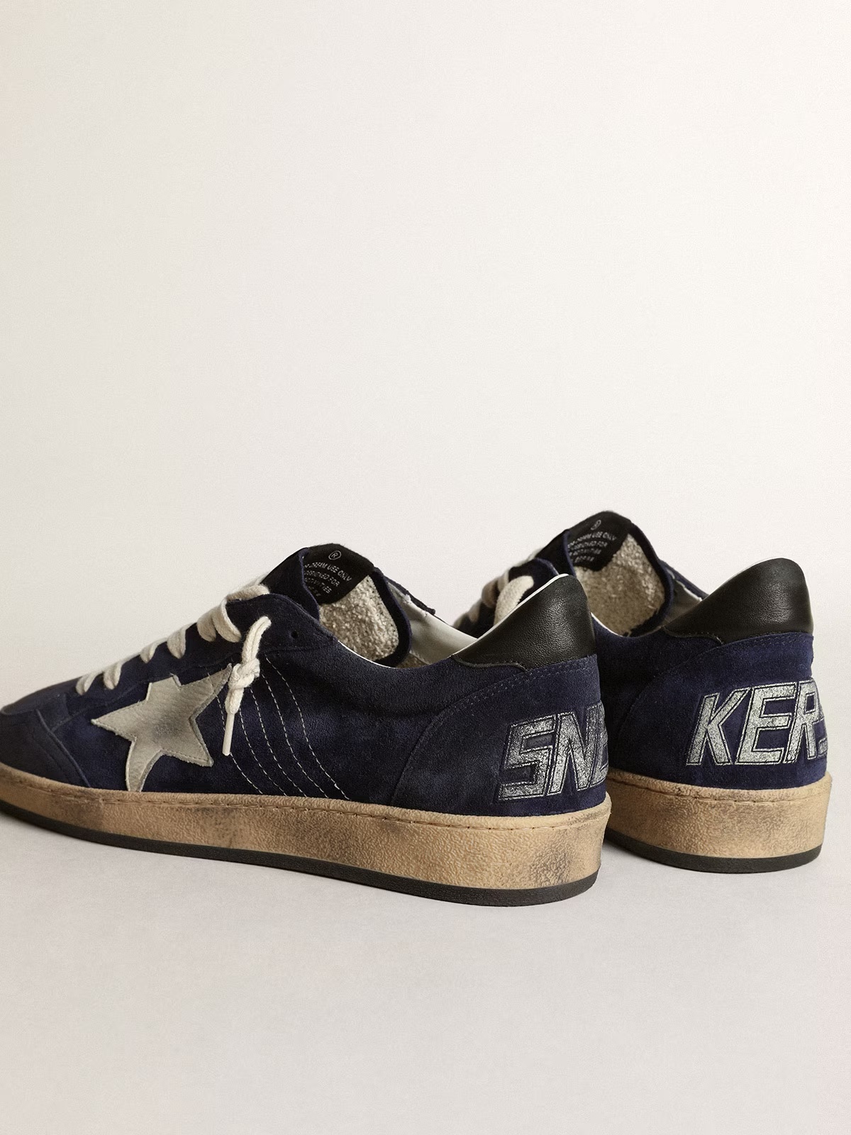 Golden Goose GGDB Men's Ball Star in dark blue suede with white nubuck star