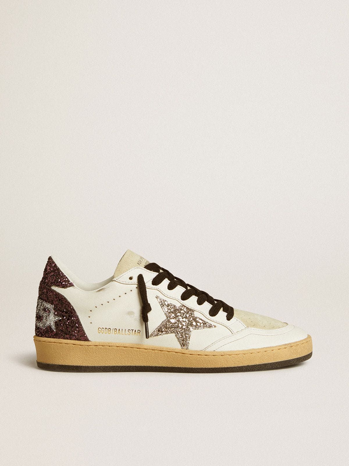 Golden Goose GGDB Women's Ball Star in leather and suede with glitter star and heel tab