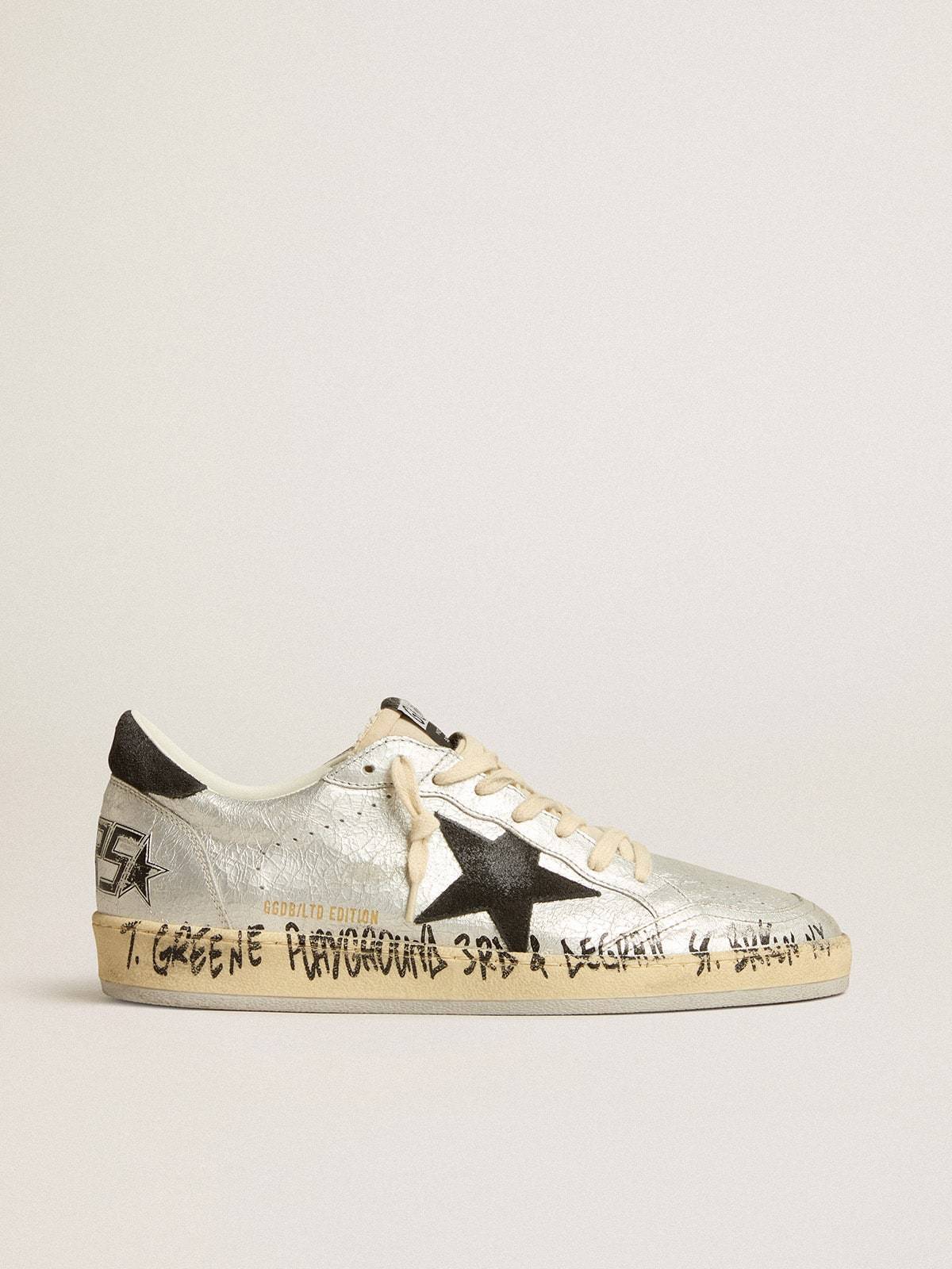 Golden Goose GGDB Ball Star LTD in silver leather with gray suede star and heel tab