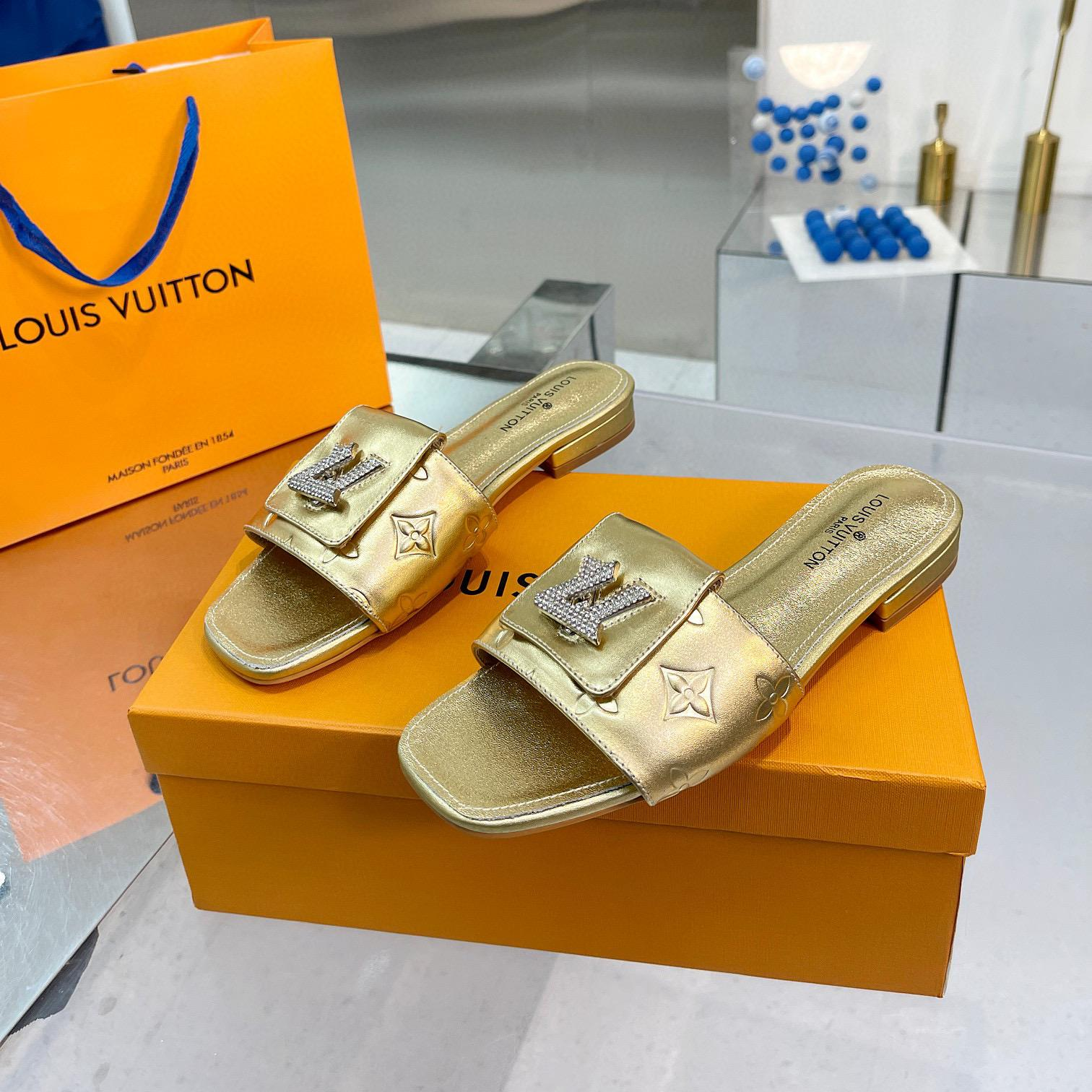 Louis Vuitton LV Comfortable Leather Flip-fFops  Slide Sandal (Replica)