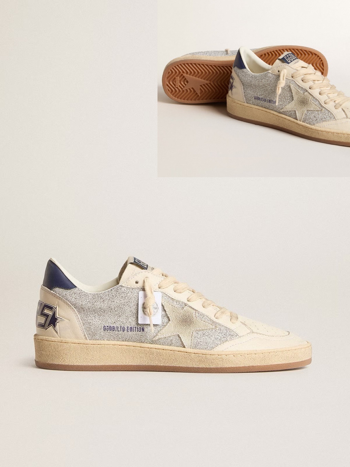 Golden Goose GGDB Women's Ball Star LTD in Swarovski crystals and leather with white suede star