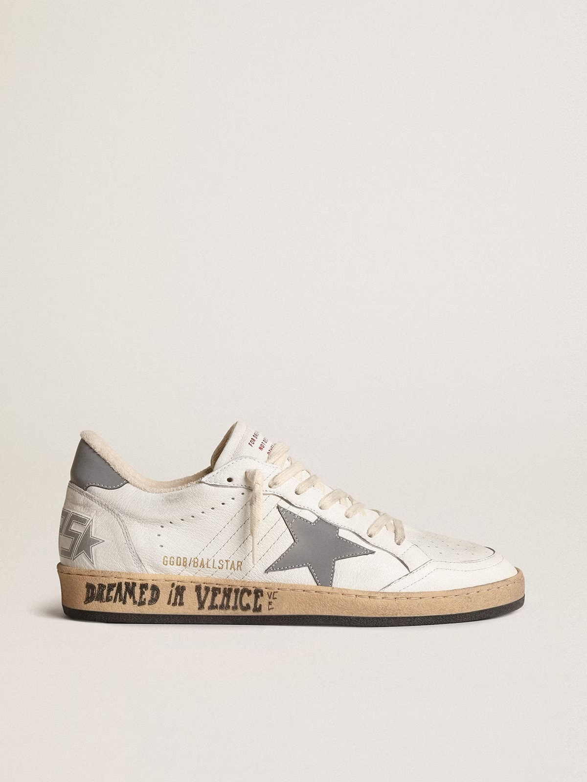 Golden Goose GGDB Ball Star in nappa with gray reflective nylon star and heel tab