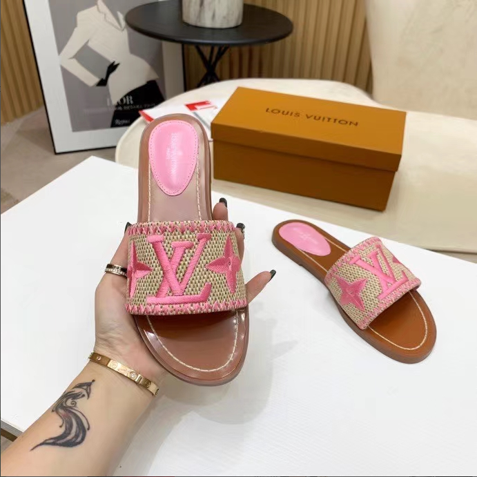 Louis Vuitton LV Lock lt Flat Flat Sandals Slide (Replica)