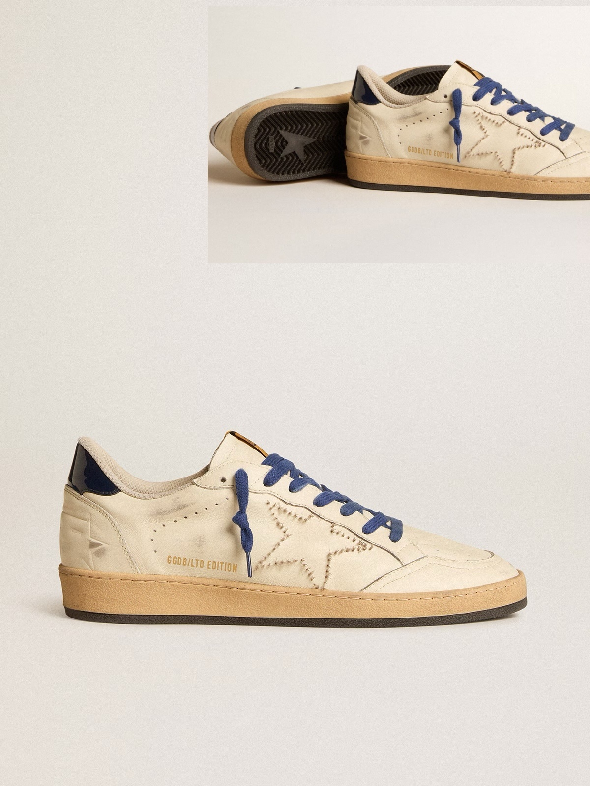 Golden Goose GGDB Ball Star LTD with embroidered star and blue patent leather heel tab