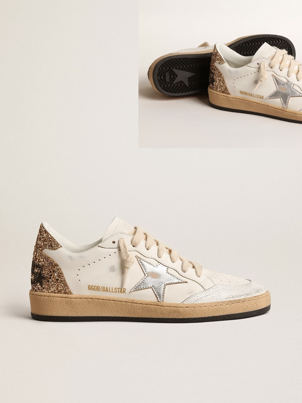 Golden Goose GGDB Ball Star with metallic leather star and glitter heel tab