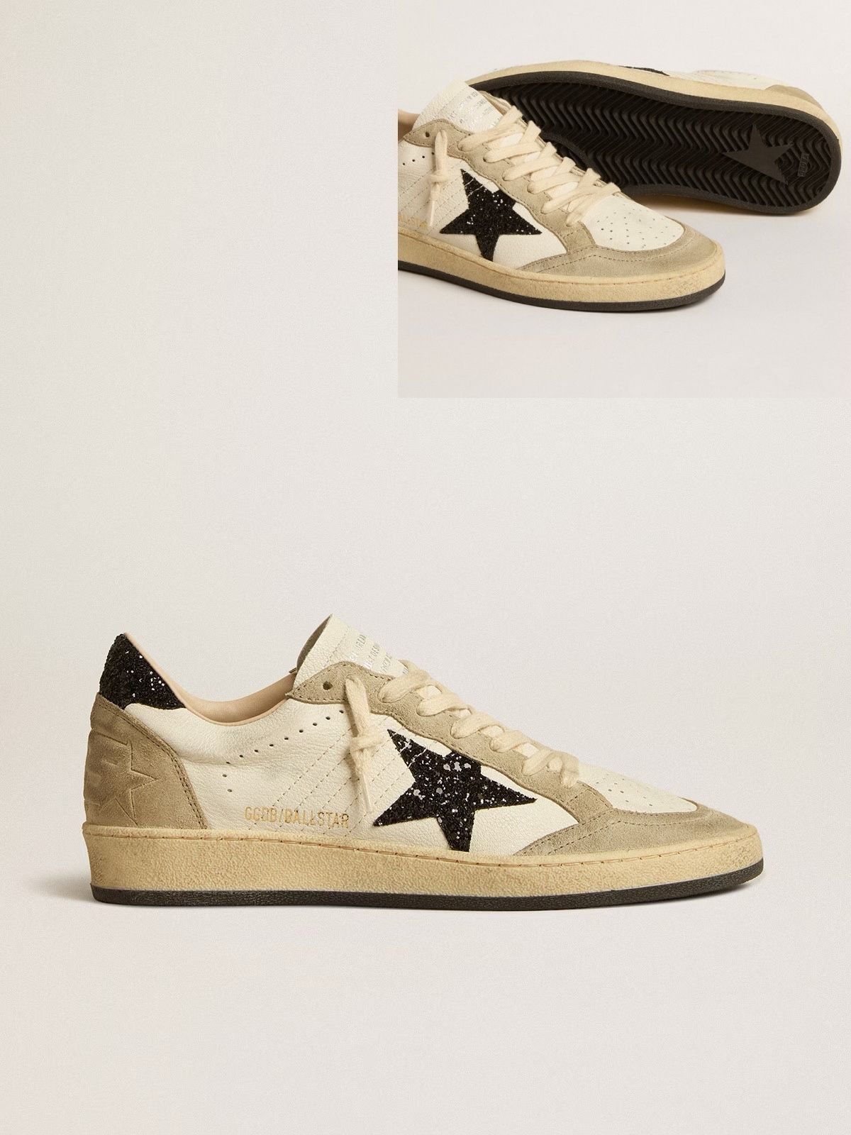 Golden Goose GGDB Ball Star LTD in nappa leather and suede with cream star and silver heel tab