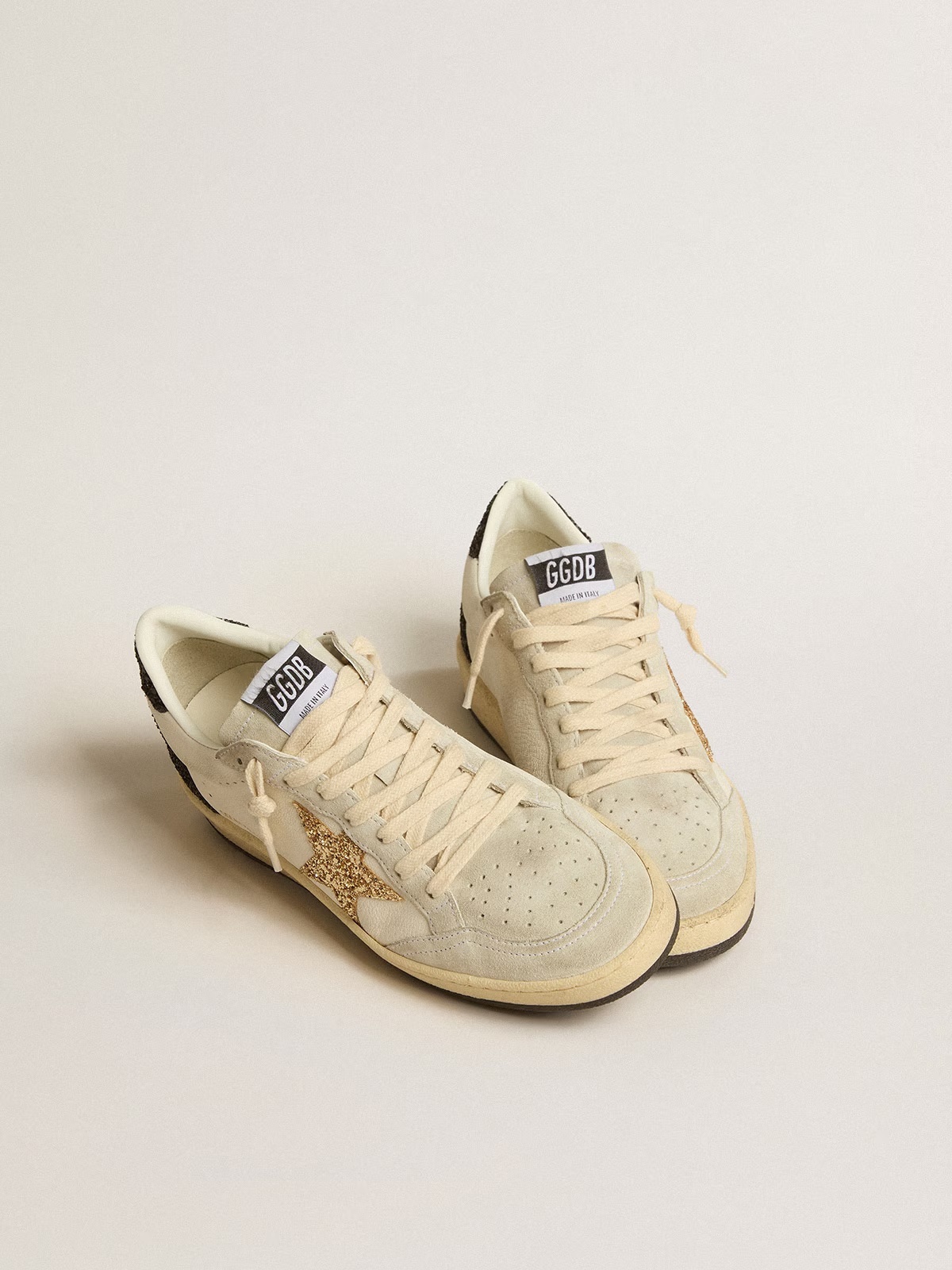 Golden Goose GGDB Women's Ball Star LTD in nappa and suede with glitter star and black heel tab