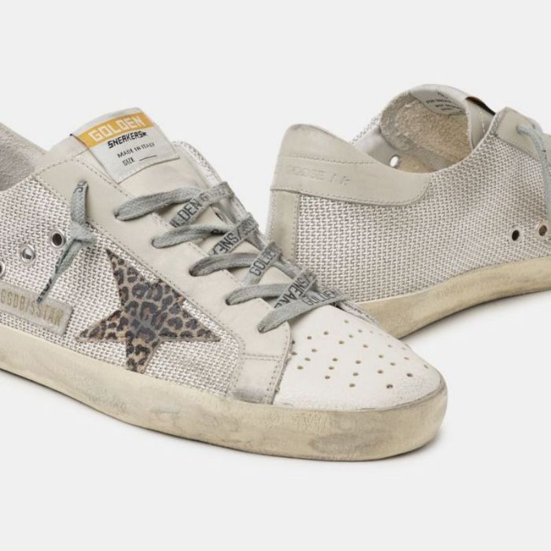 Golden Goose GGDB Super-Star sneakers in mesh with leopard-print star
