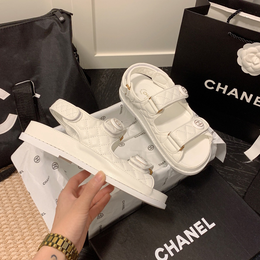 Chanel Velcro Slide Sandals Slippers Slide(Replica)