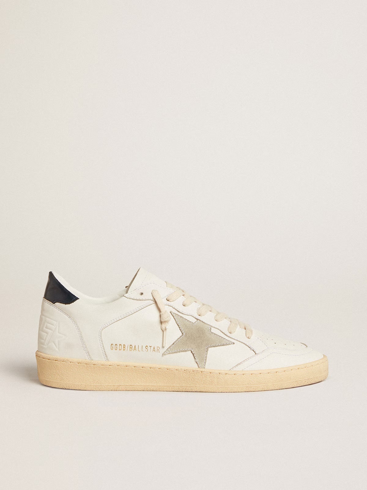 Golden Goose GGDB Ball Star with ice-gray suede star and blue leather heel tab