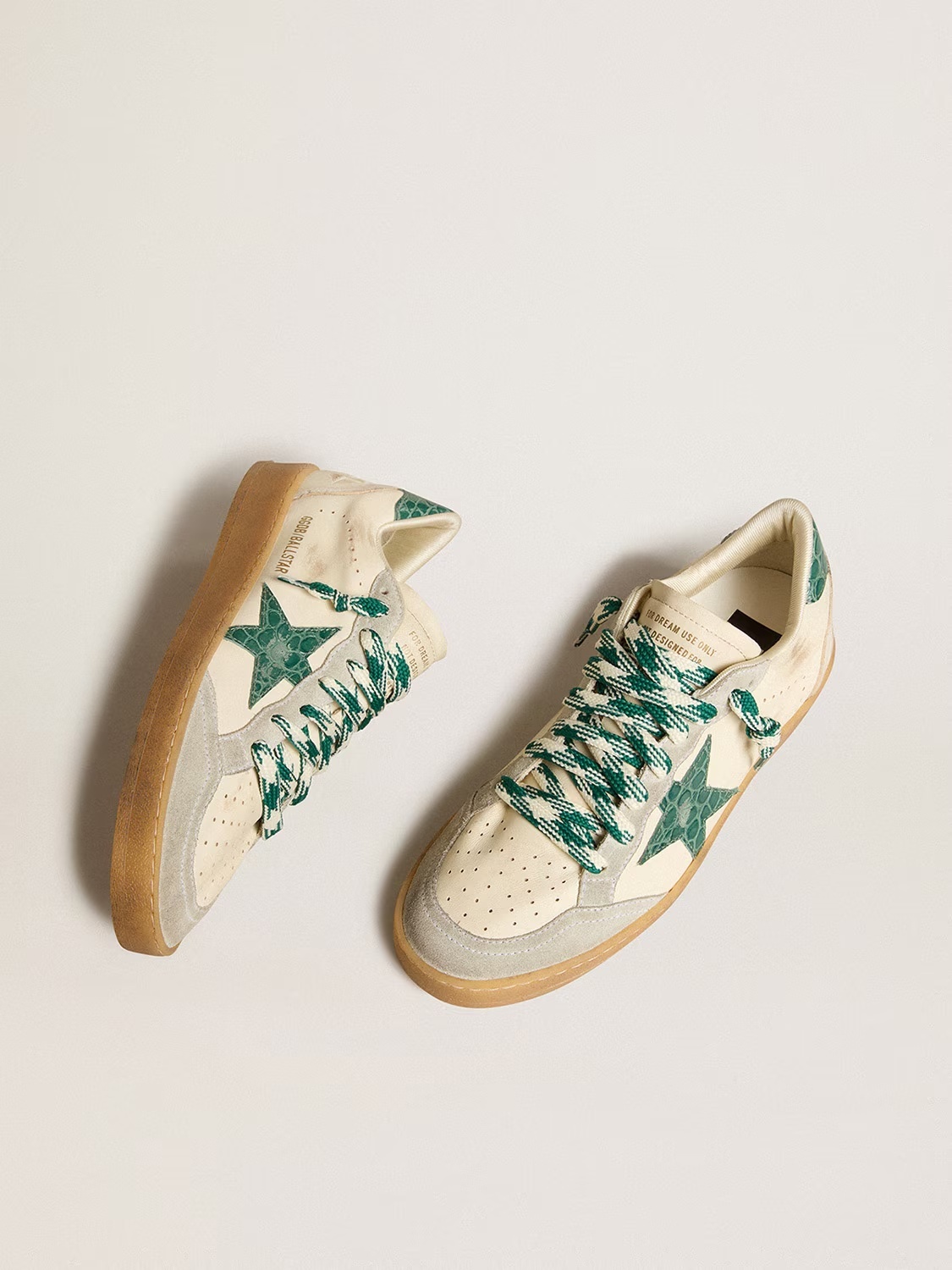 Golden Goose GGDB Women's Ball Star LTD in nappa with green crocodile-print leather star