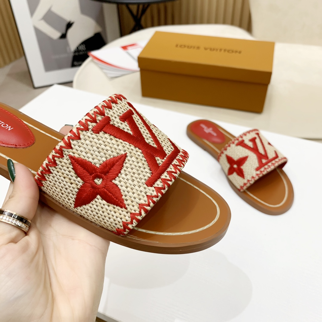 Louis Vuitton LV Lock lt Flat Flat Sandals Slide (Replica)