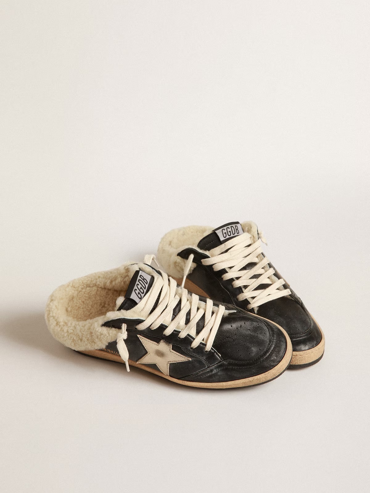 Golden Goose GGDB Women's Ball Star LTD in nappa with pink suede star and dove-gray inserts