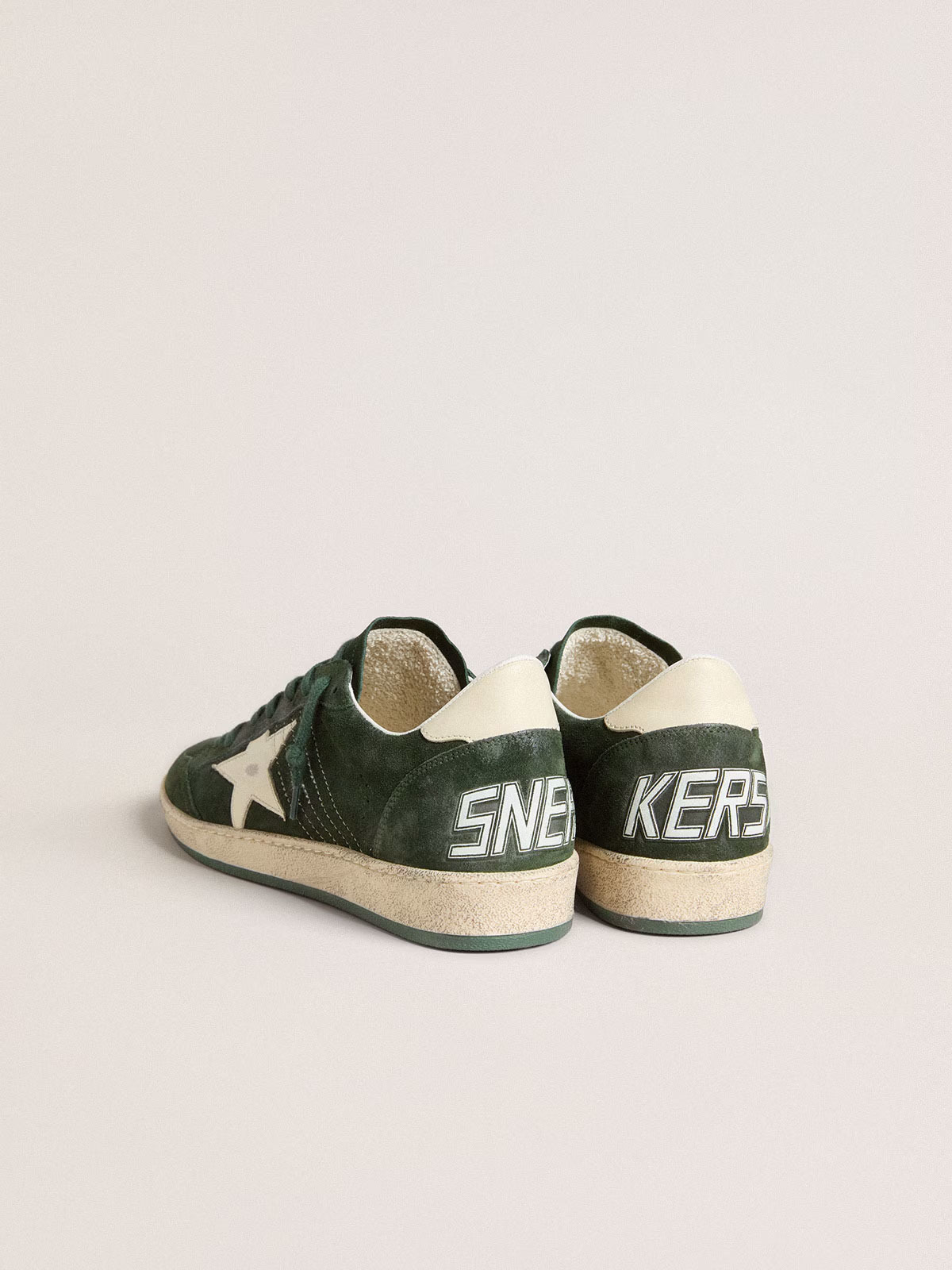 Golden Goose GGDB Men's Ball Star in green suede with white leather star and heel tab