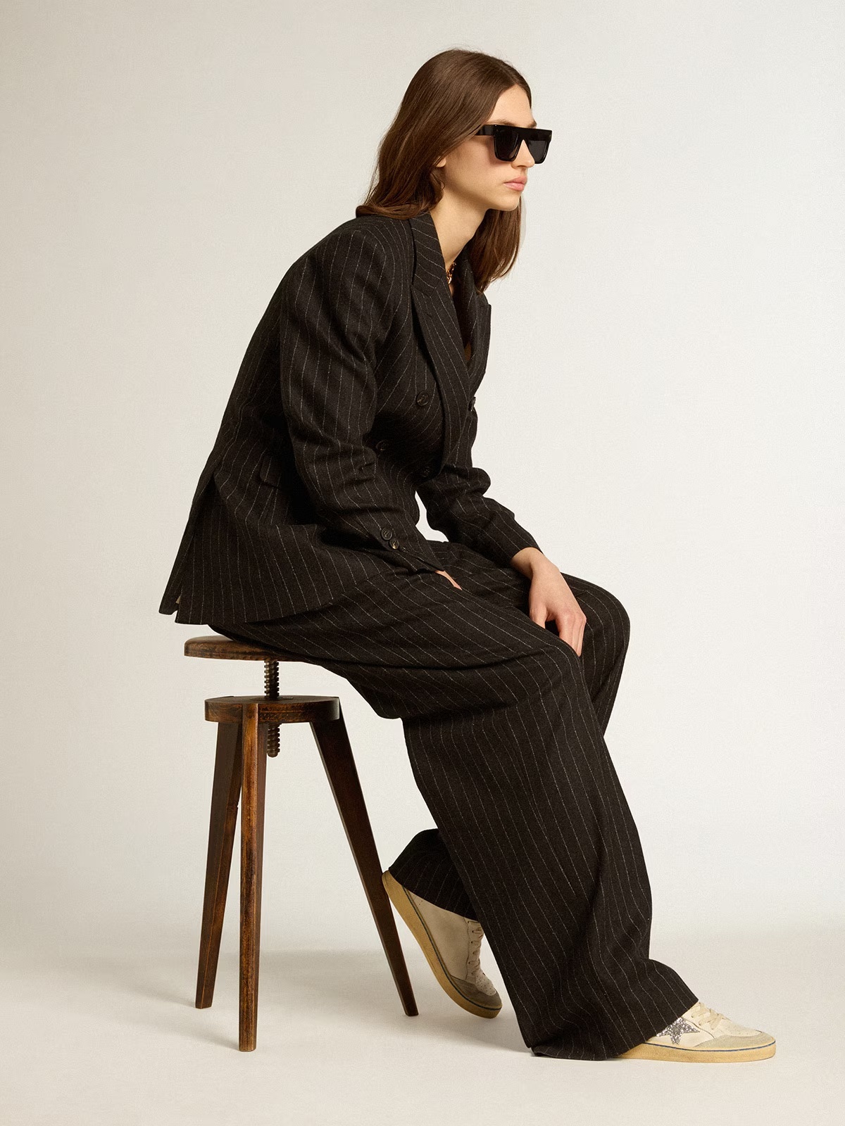 Golden Goose GGDB Ball Star LTD with glitter star and pink suede heel tab