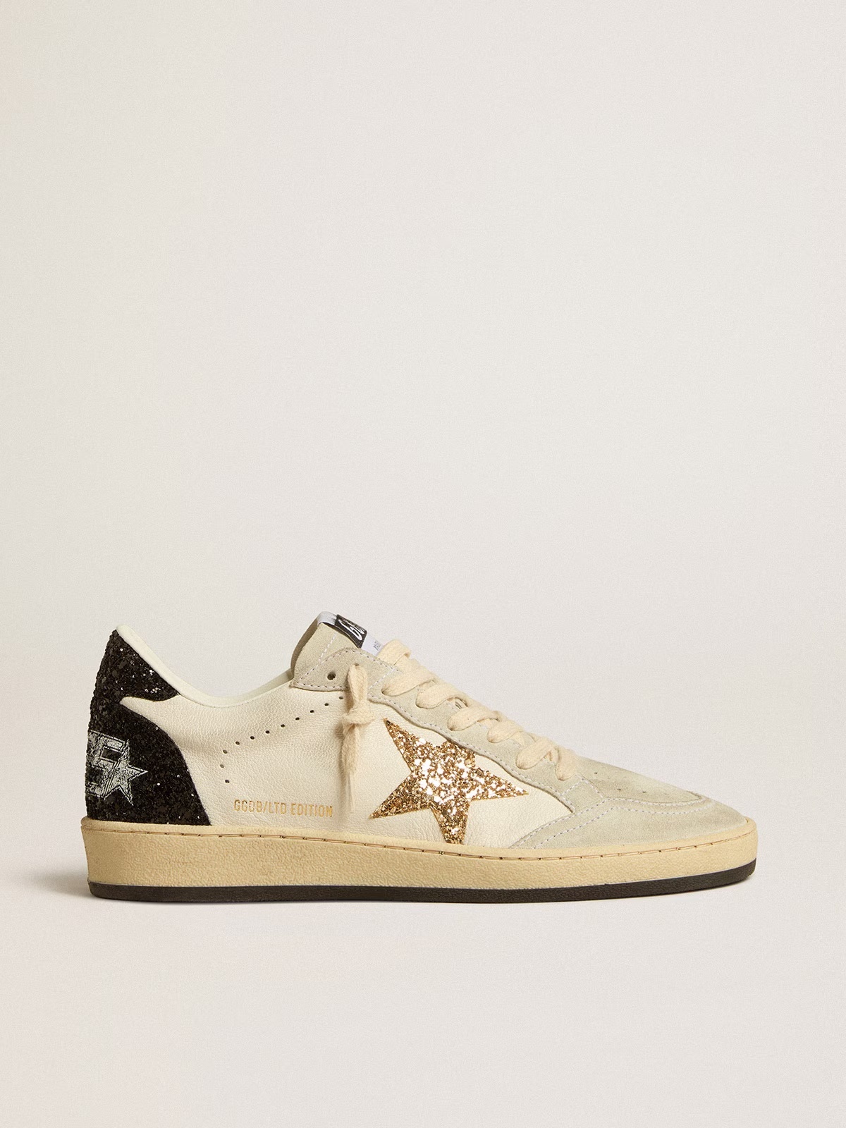 Golden Goose GGDB Women's Ball Star LTD in nappa and suede with glitter star and black heel tab