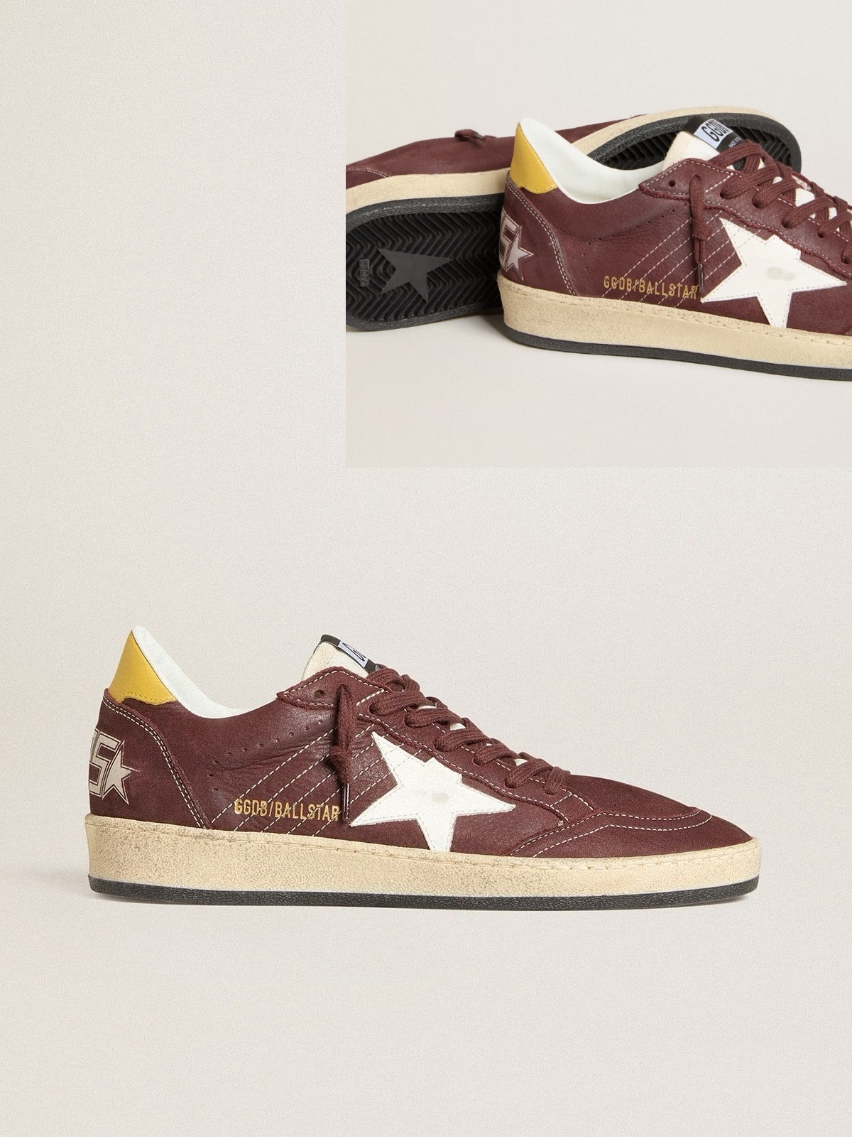 Golden Goose GGDB Women's Ball Star in chocolate nubuck with leather star and heel tab
