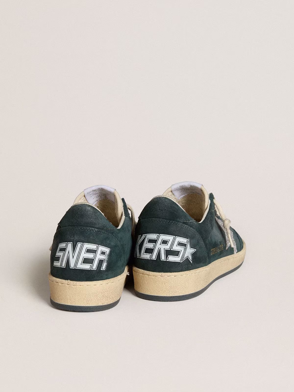 Golden Goose GGDB Ball Star in green suede with silver glitter star