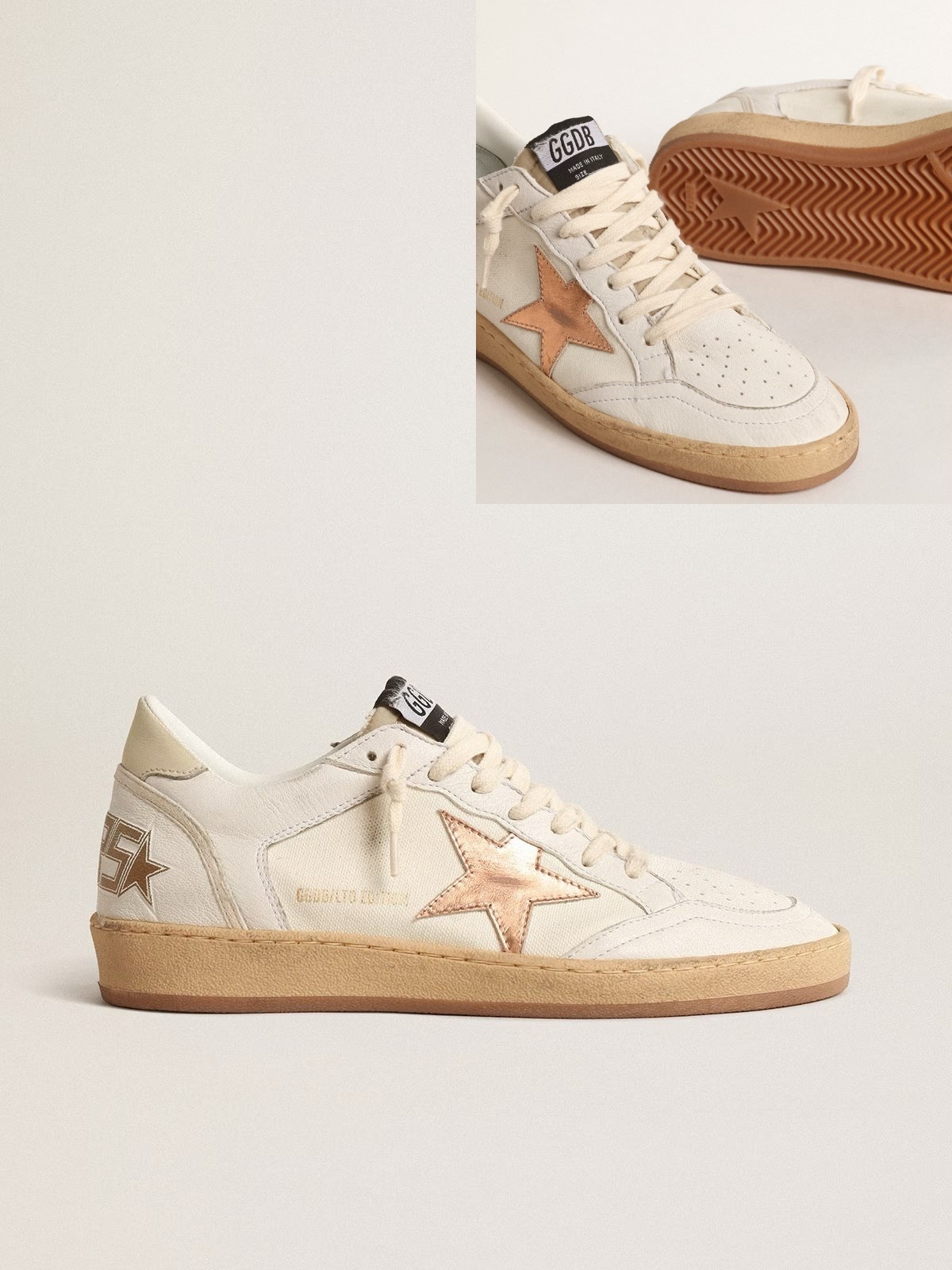 Golden Goose GGDB Ball Star LTD in canvas and nappa with bronze metallic leather star