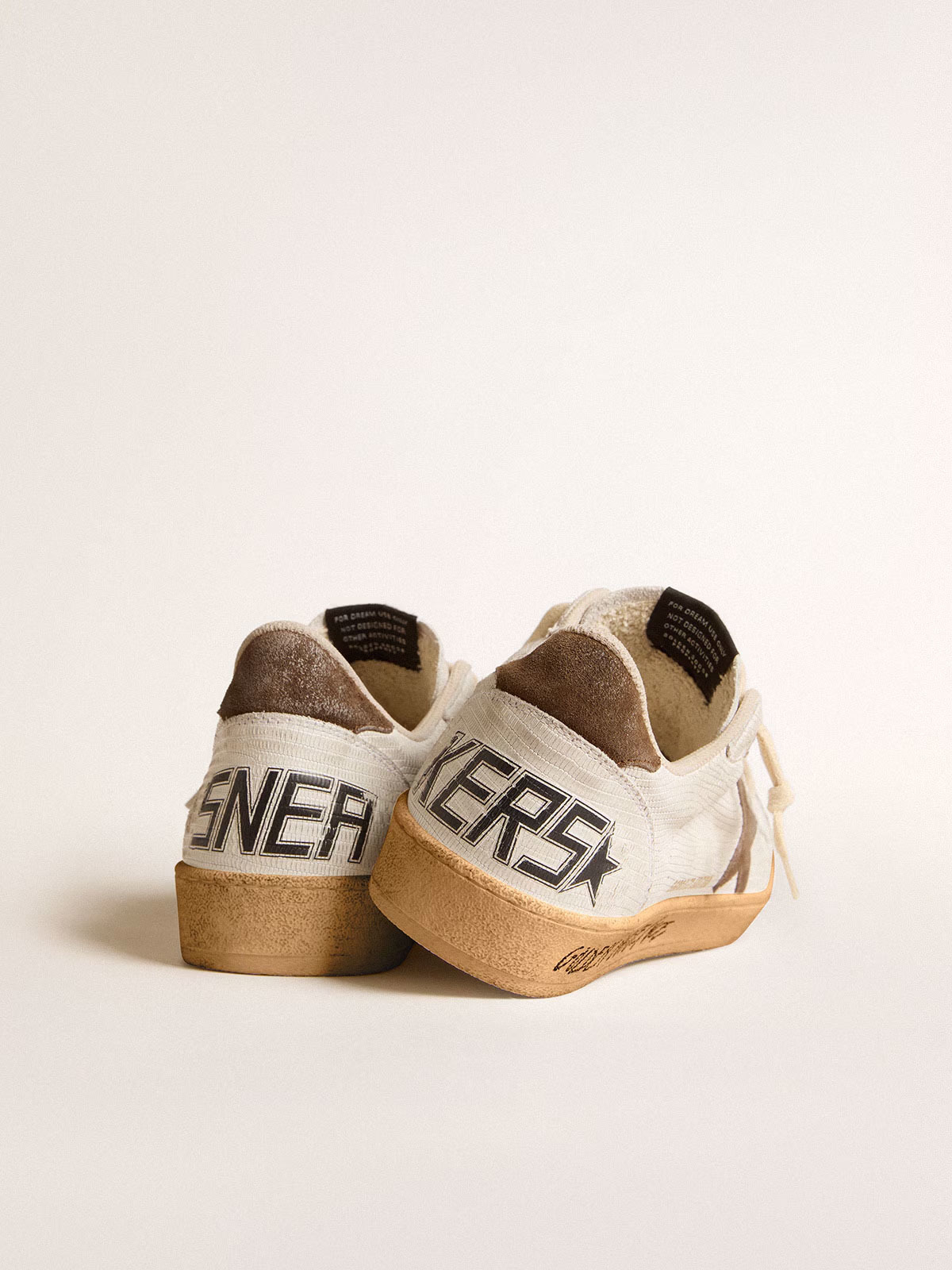 Golden Goose GGDB Men's Ball Star in white nubuck leather with brown suede star and heel tab