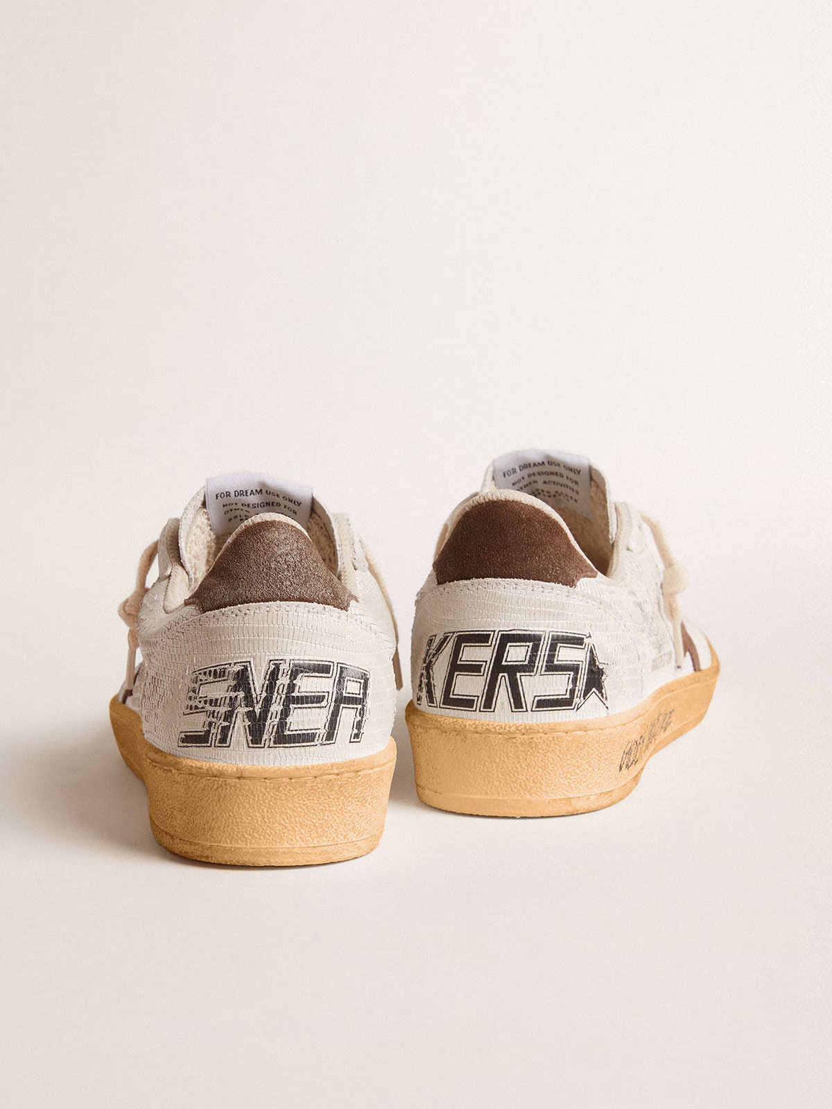 Golden Goose GGDB Women's Ball Star in white nubuck leather with brown suede star and heel tab