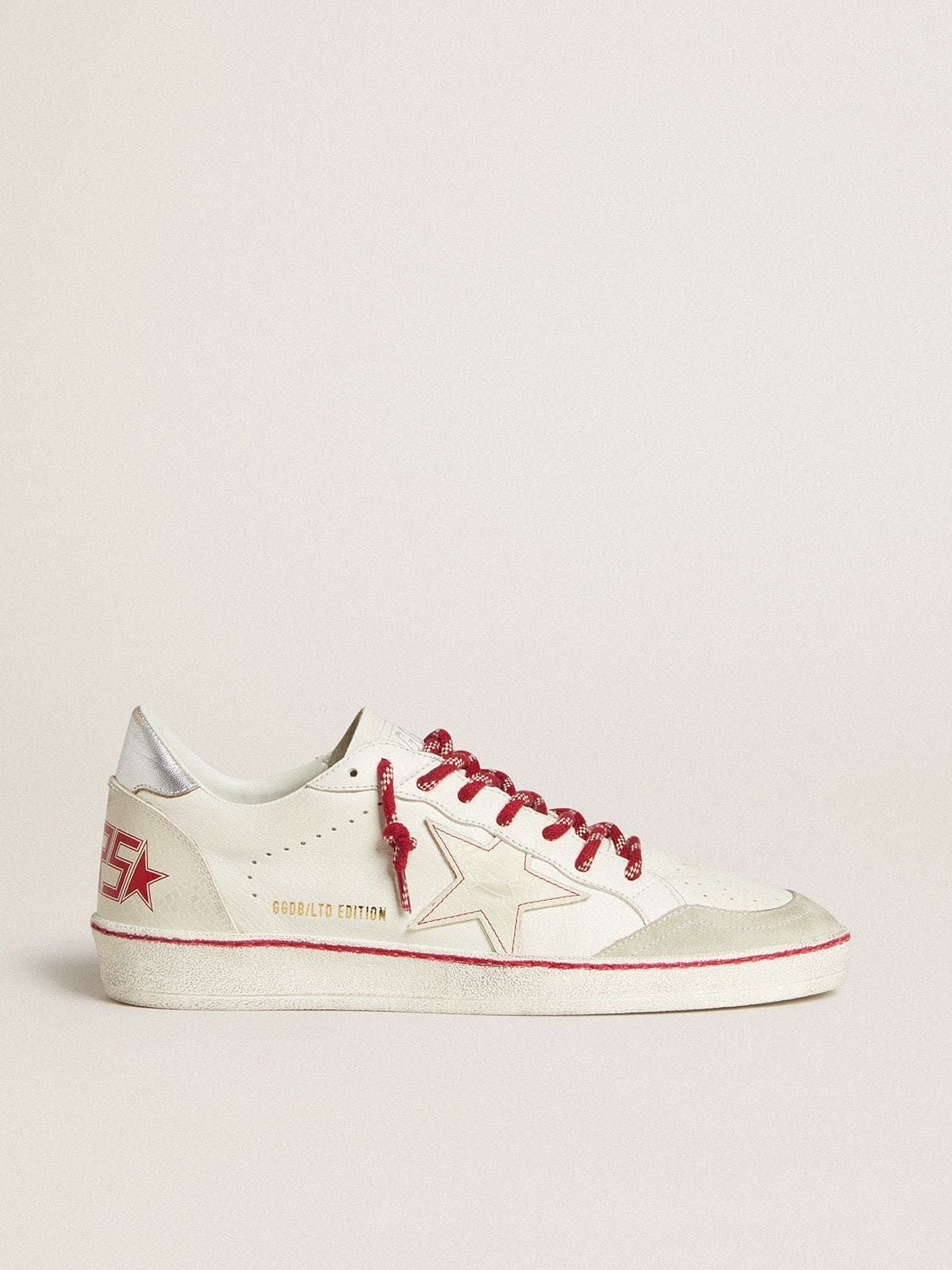 Golden Goose GGDB Men's Ball Star LTD CNY in white leather with a lived-in effect