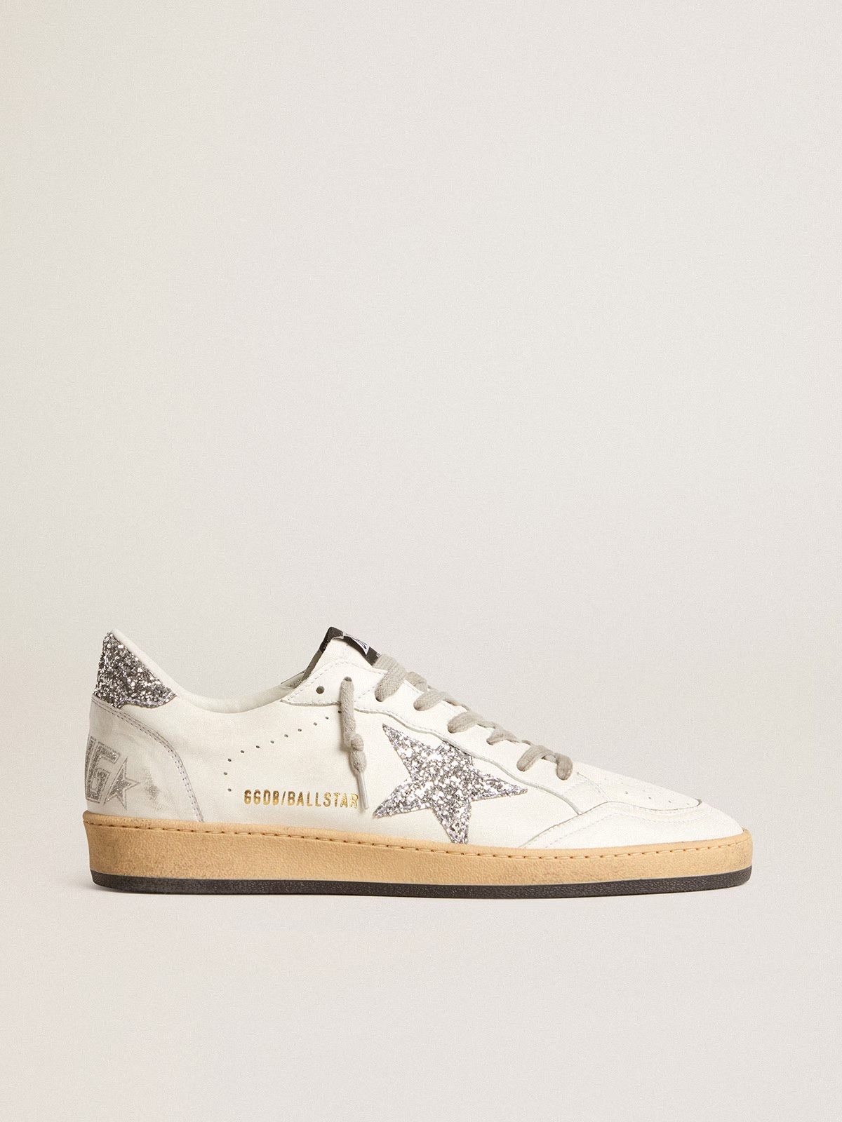 Golden Goose GGDB Women's Ball Star Wishes in nappa leather with white star and glitter heel tab