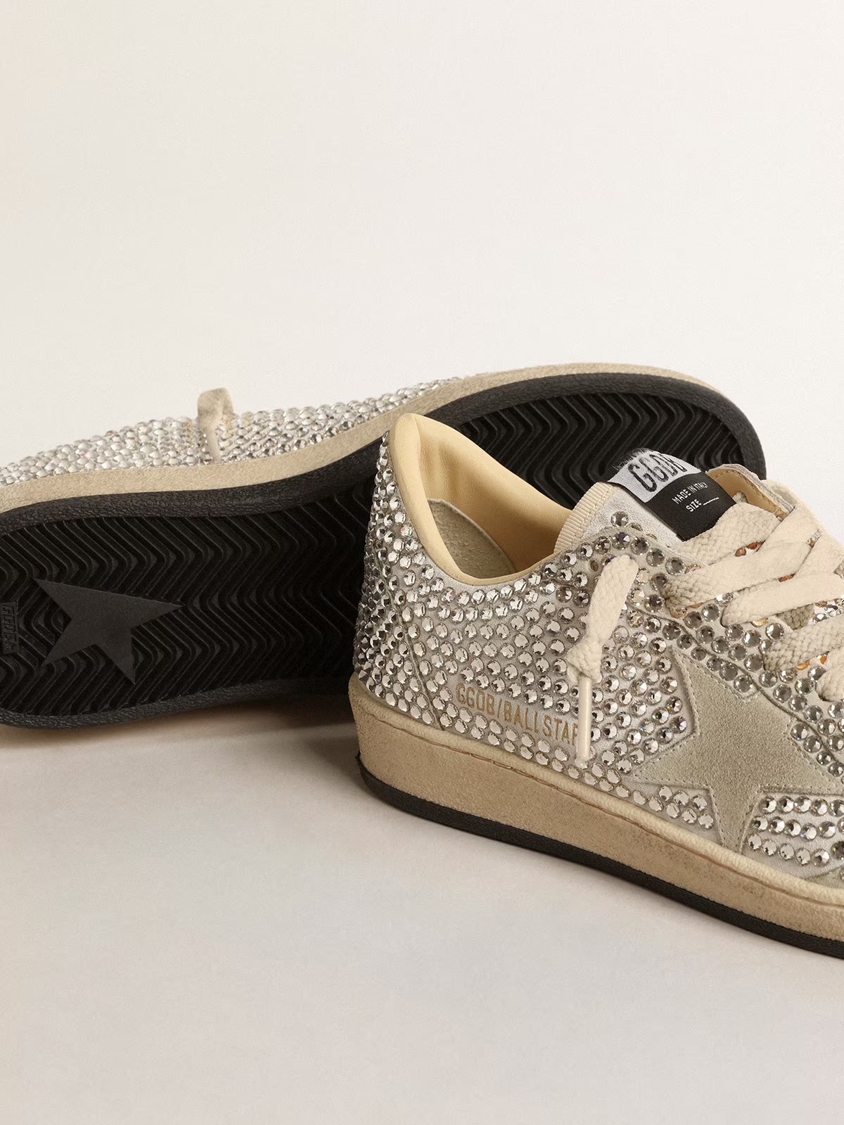 Golden Goose GGDB Ball Star in honey suede with silver leather star and heel tab