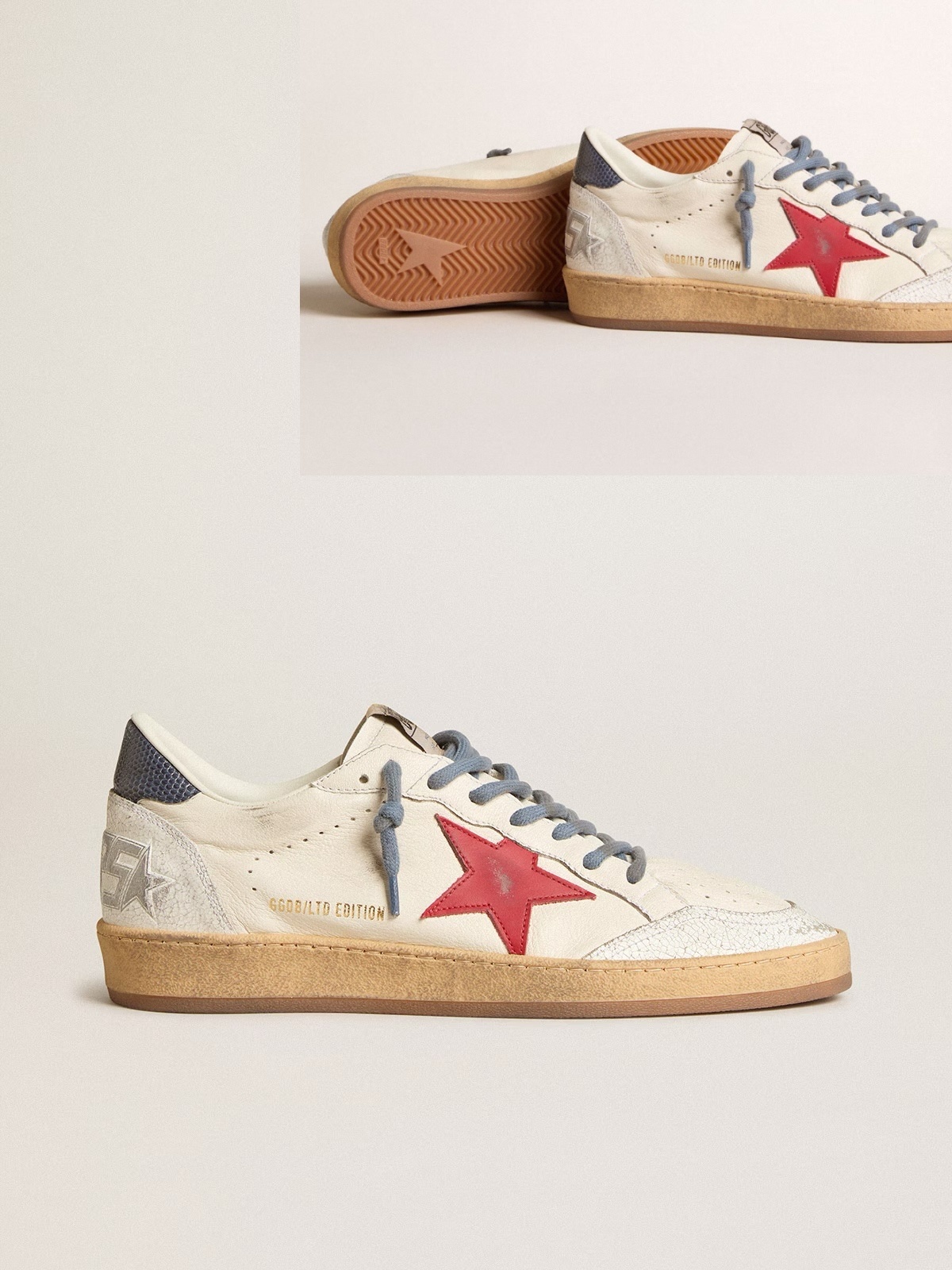 Golden Goose GGDB Ball Star LTD with red star and lizard-print leather heel tab
