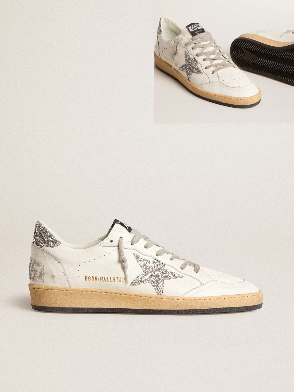 Golden Goose GGDB Men's Ball Star Wishes in nappa leather with glitter star and heel tab