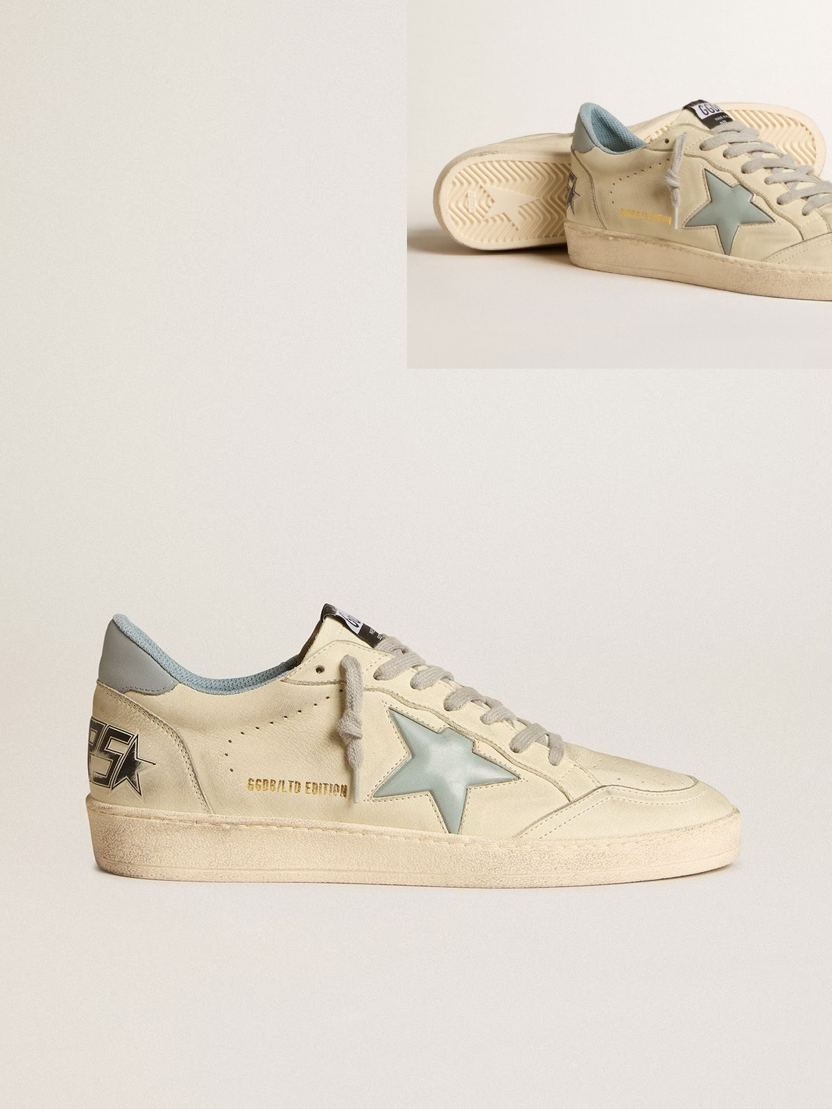 Golden Goose GGDB Men's Ball Star LTD with light blue plastic star and leather heel tab