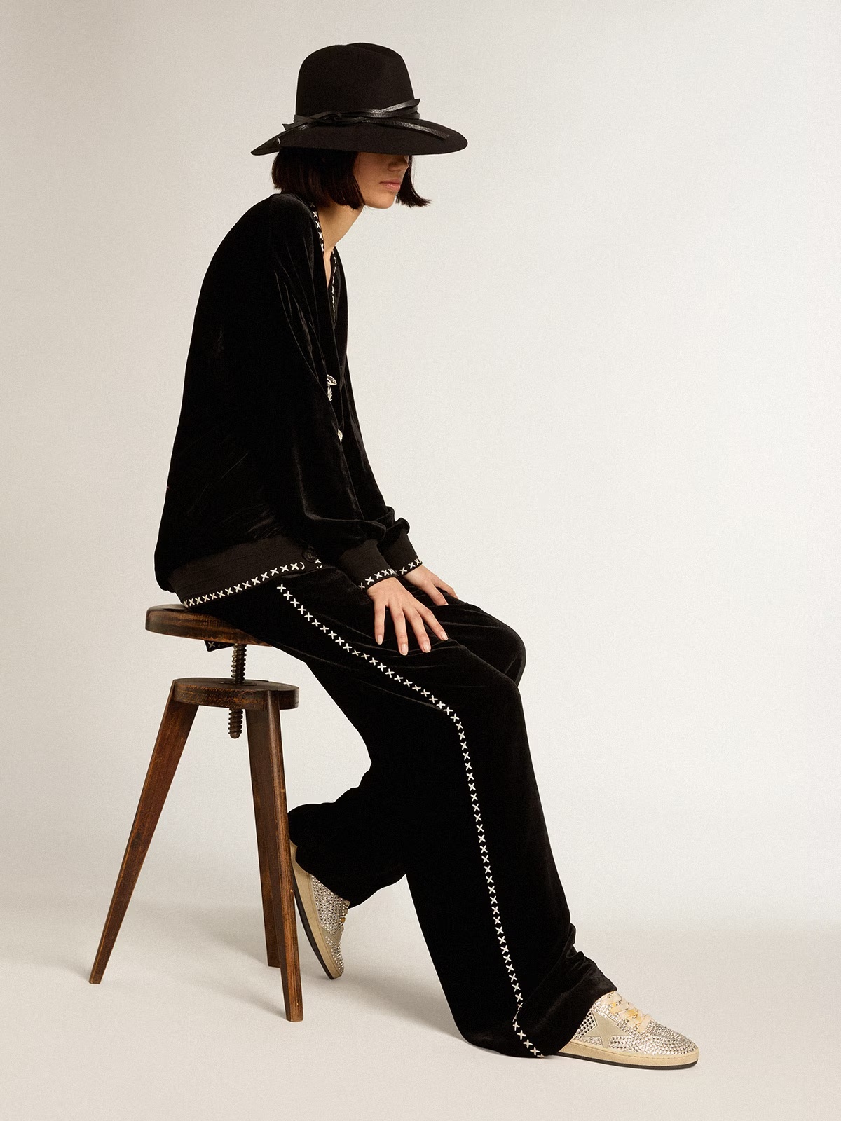 Golden Goose GGDB Ball Star in honey suede with silver leather star and heel tab