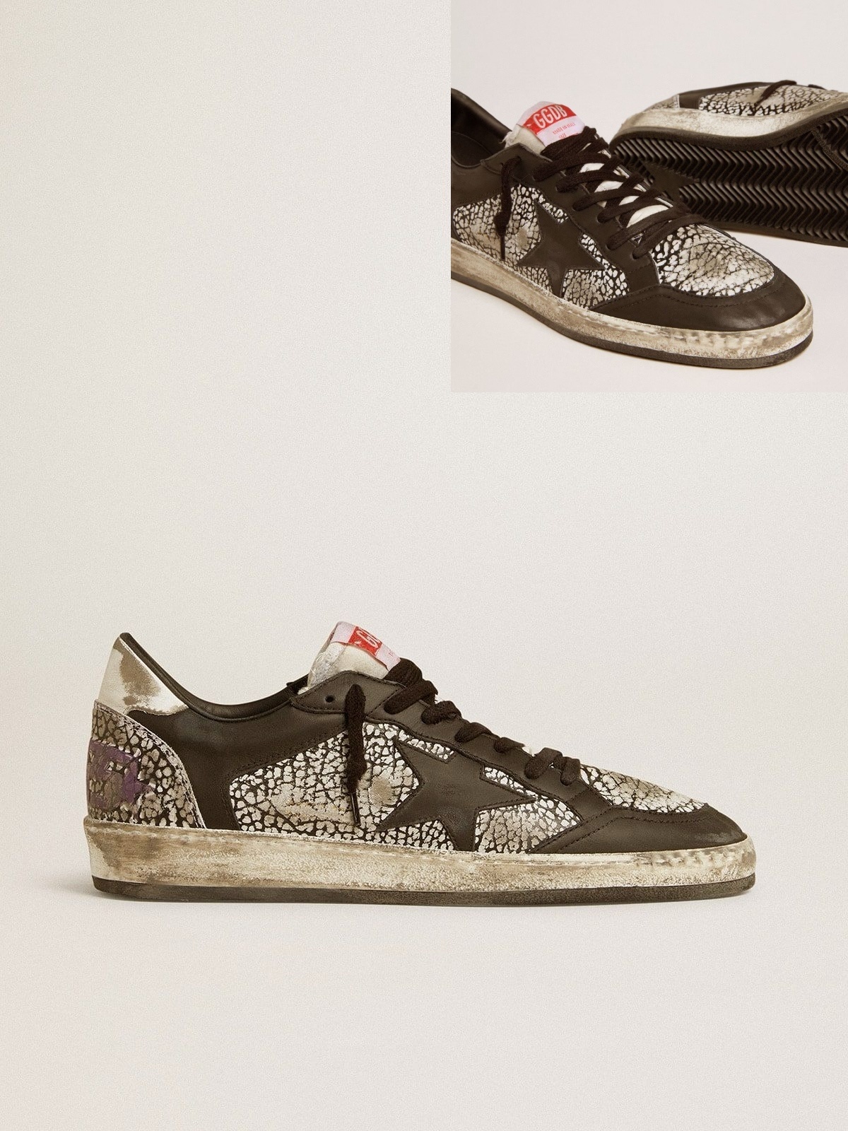 Golden Goose GGDB Men's Ball Star in elephant-print leather with black leather star