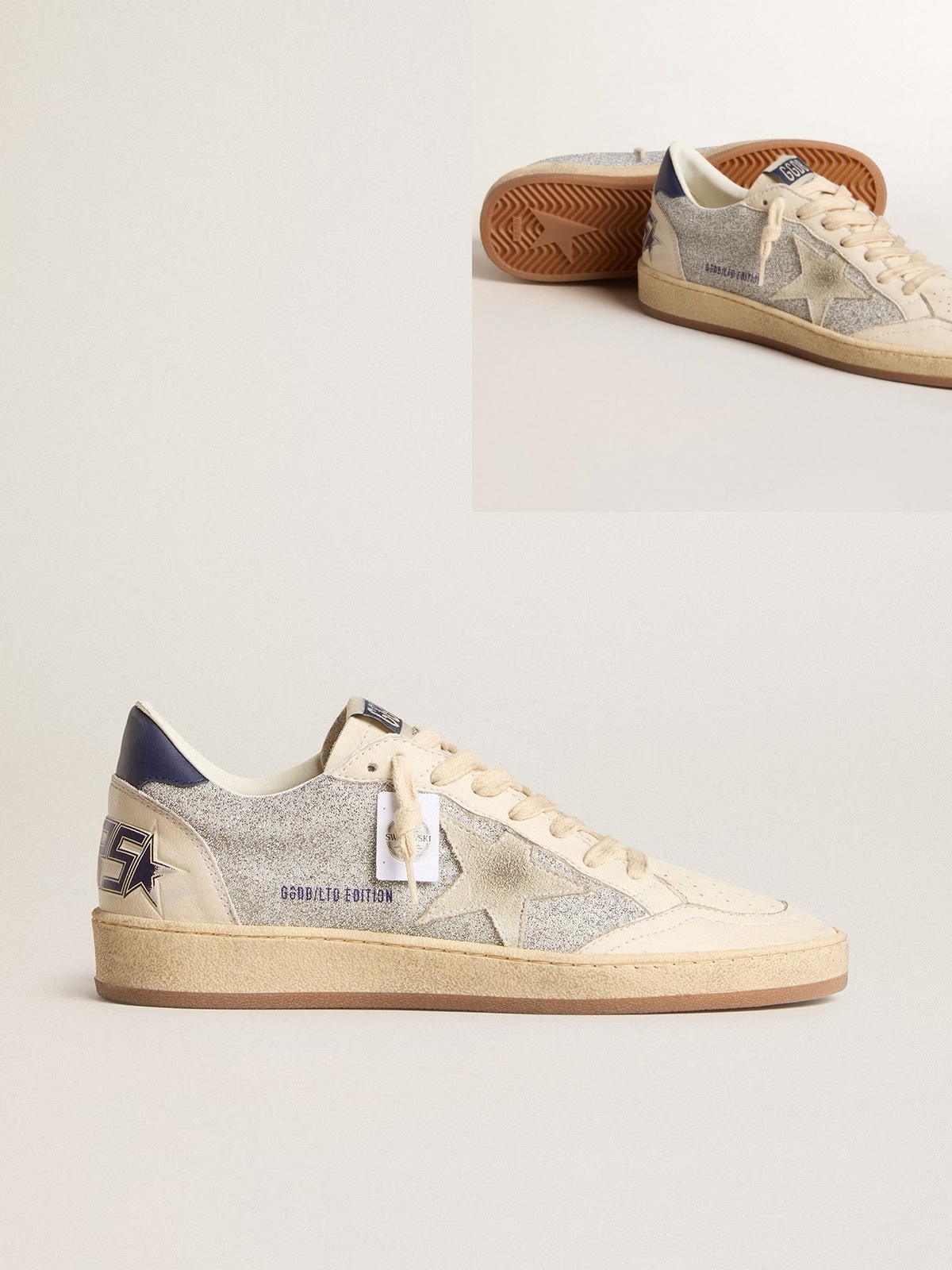 Golden Goose GGDB Ball Star LTD in Swarovski crystals and leather with white suede star