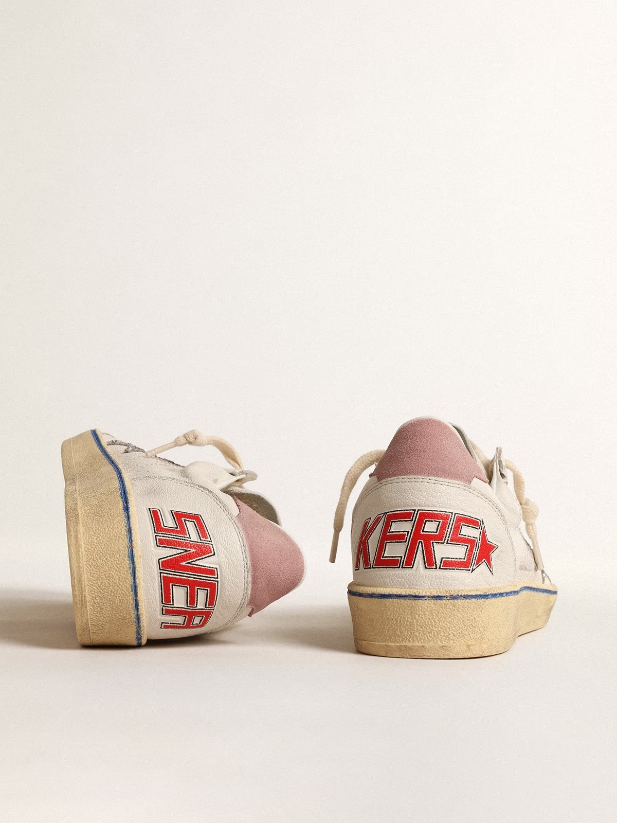 Golden Goose GGDB Ball Star LTD with glitter star and pink suede heel tab