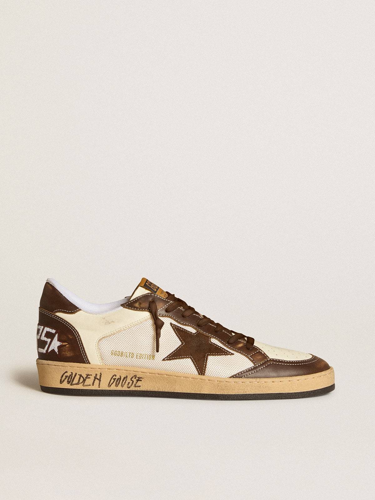 Golden Goose GGDB Men's Ball Star in nappa and mesh with suede star and brown leather inserts